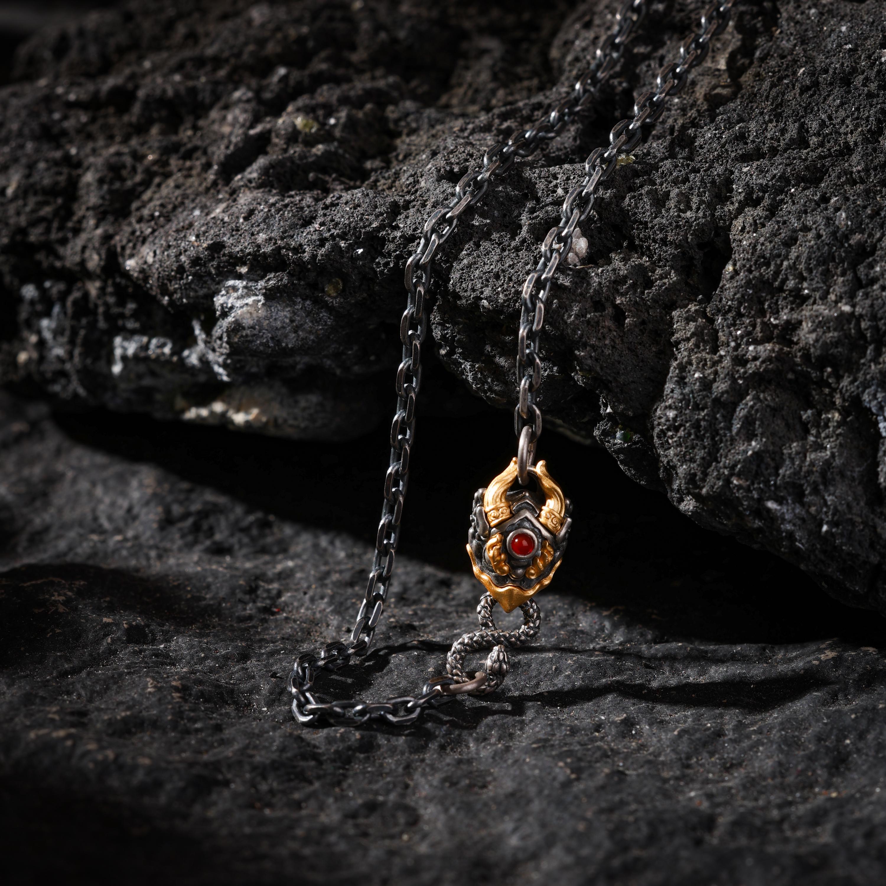 AURA DEER Garuda Bird Chain Necklace S925 Sterling Silver with 24K Gold-Plated Accents