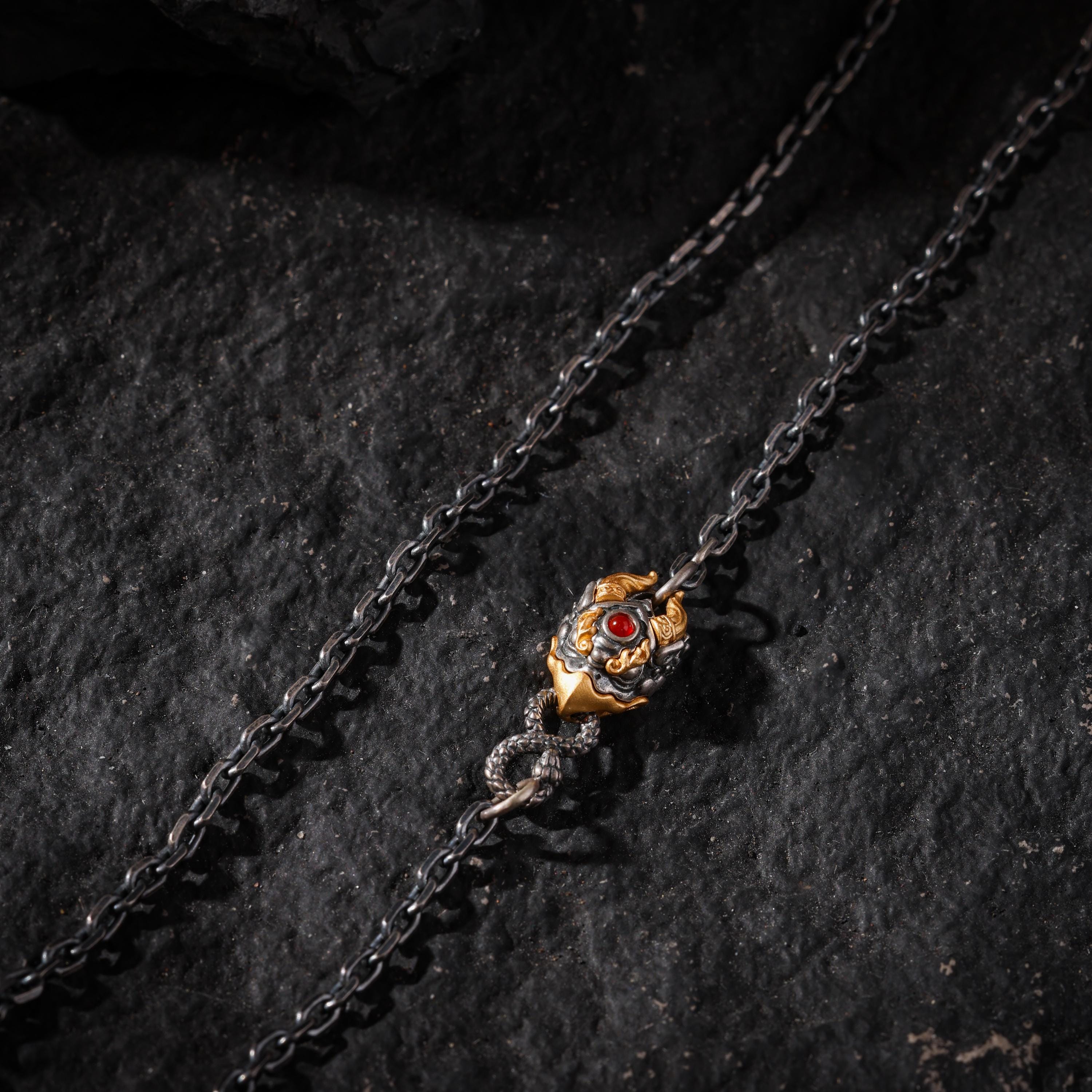 AURA DEER Garuda Bird Chain Necklace S925 Sterling Silver with 24K Gold-Plated Accents