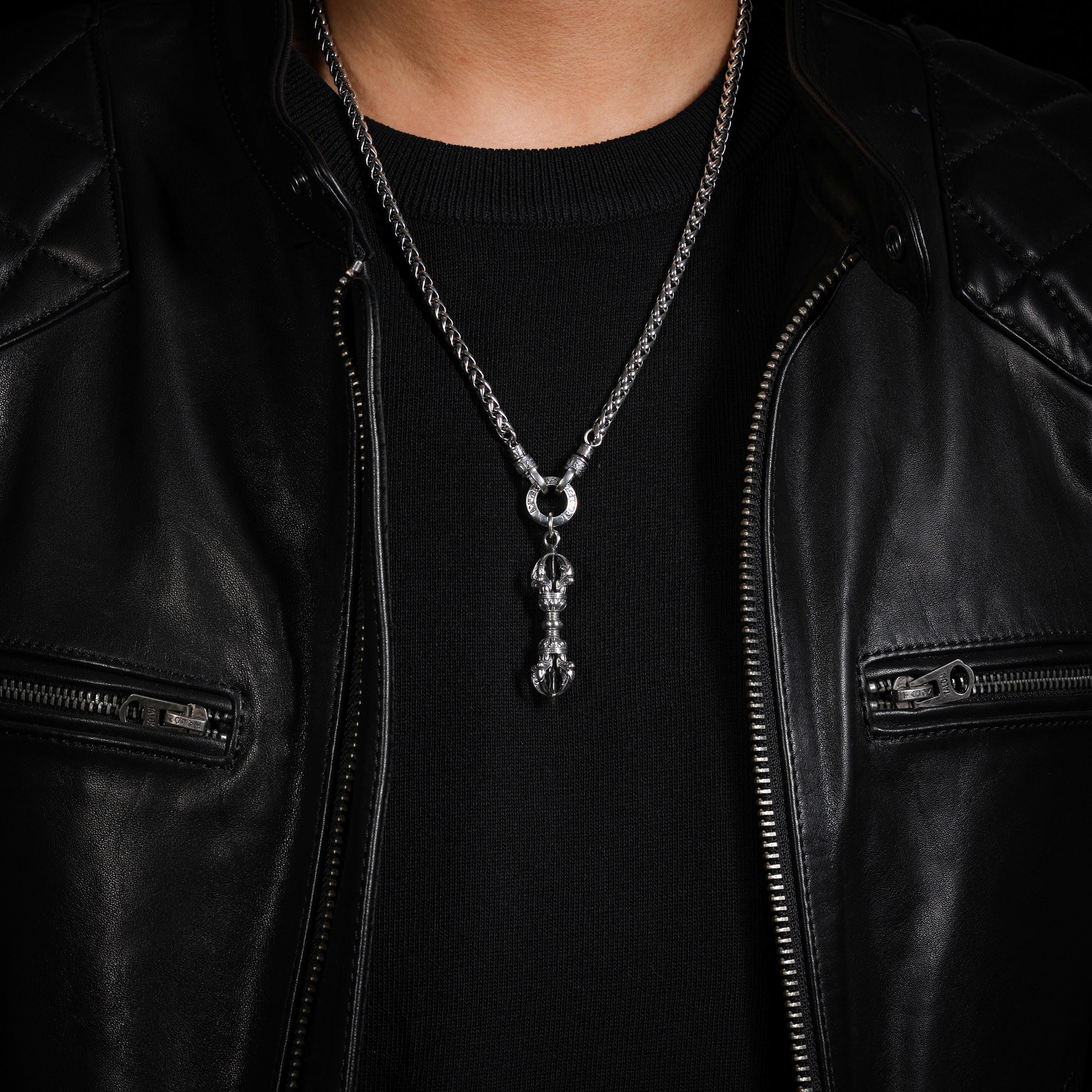 AURA DEER Three-Dimensional Vajra Pendant Sterling Silver Tibetan Amulet