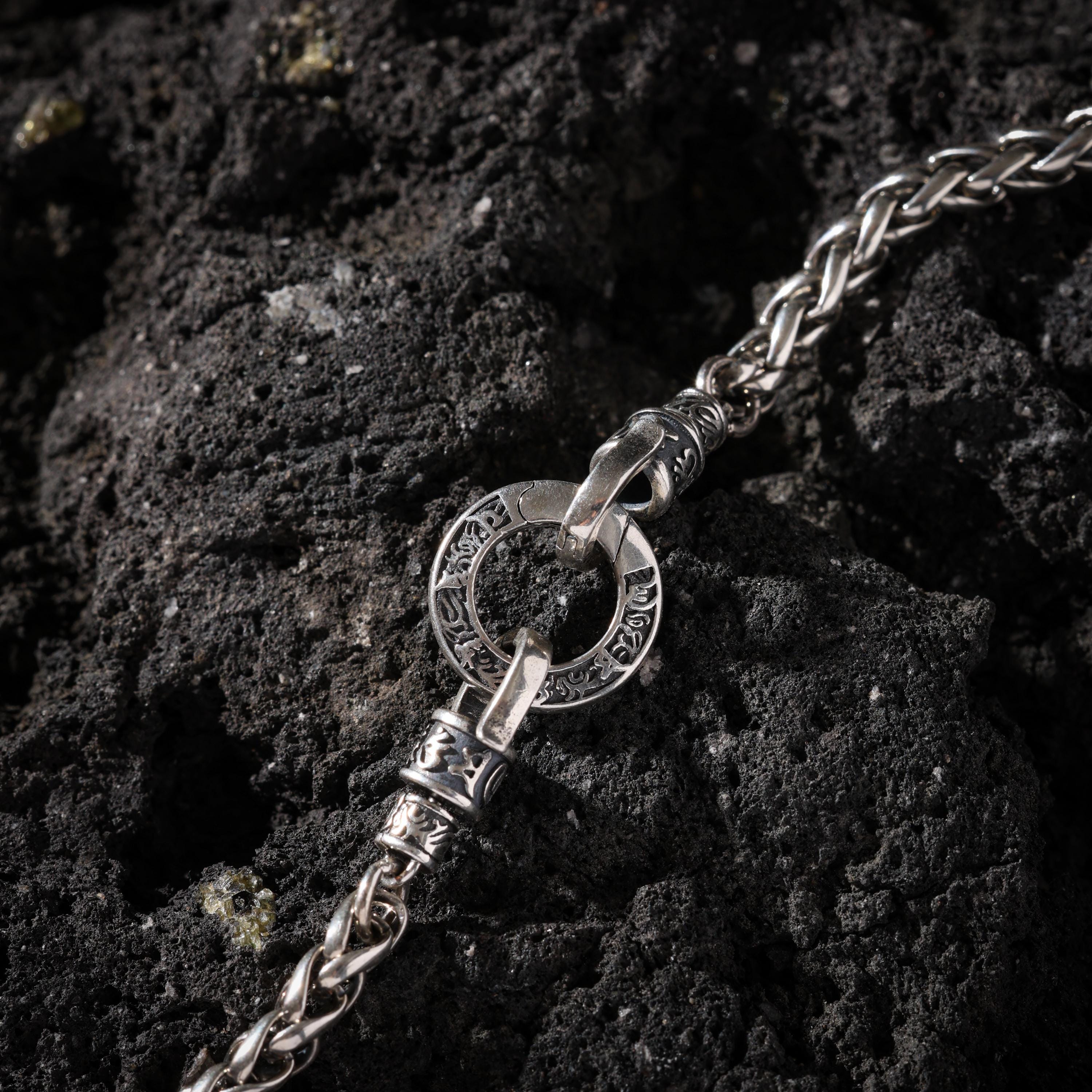 AURA DEER Dragon Bone Chain Necklace with Mantra Clasp S925 Sterling Silver