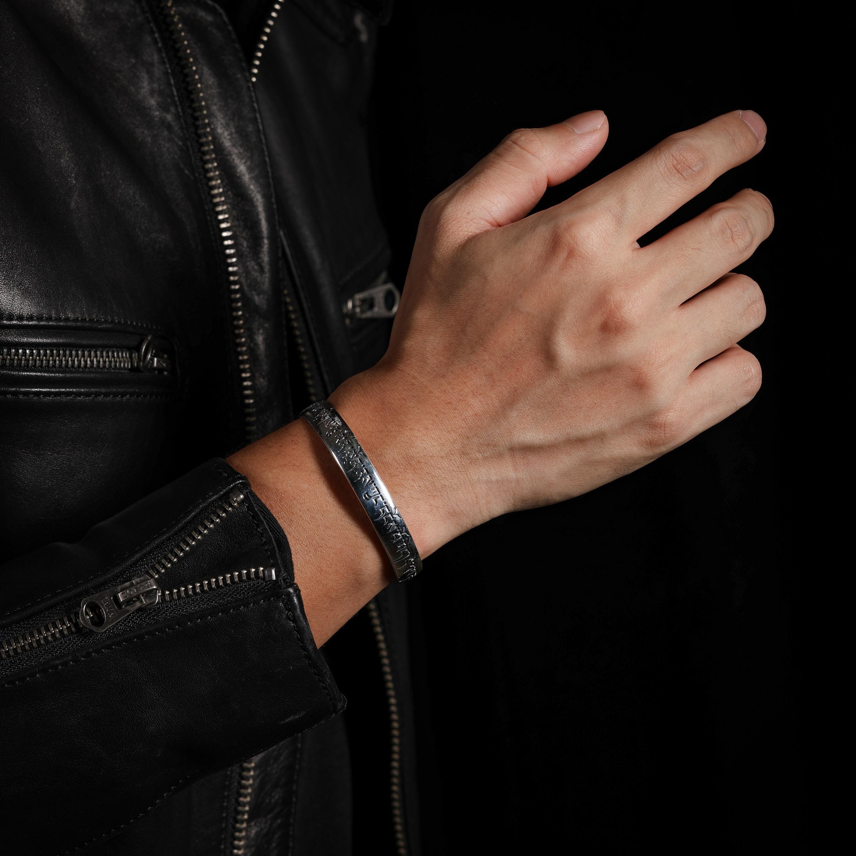 AURA DEER Six-Word Mantra Adjustable Cuff Bracelet