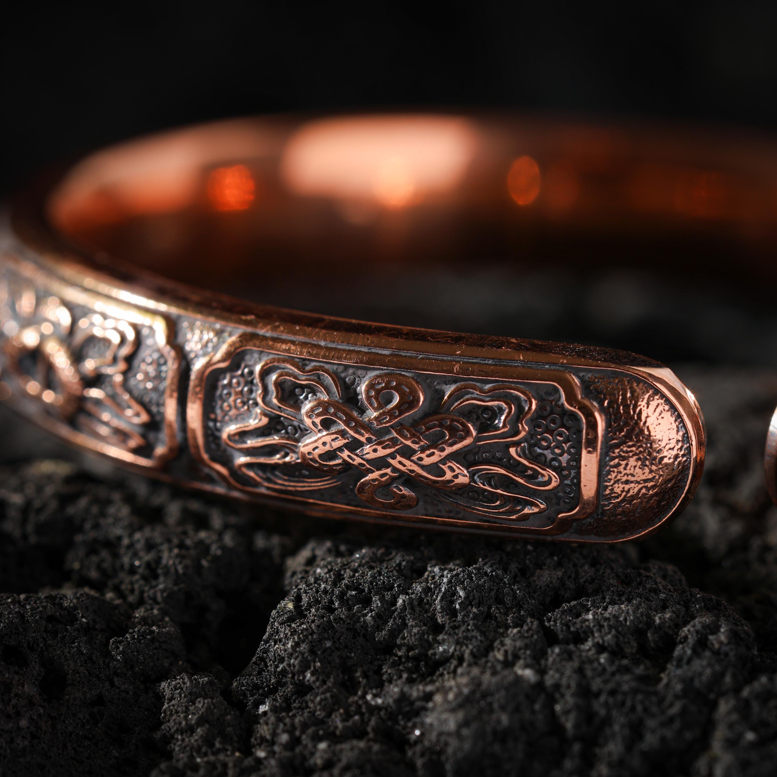AURA DEER Yellow Jambhala Eight Auspicious Symbols Copper Cuff Bracelet
