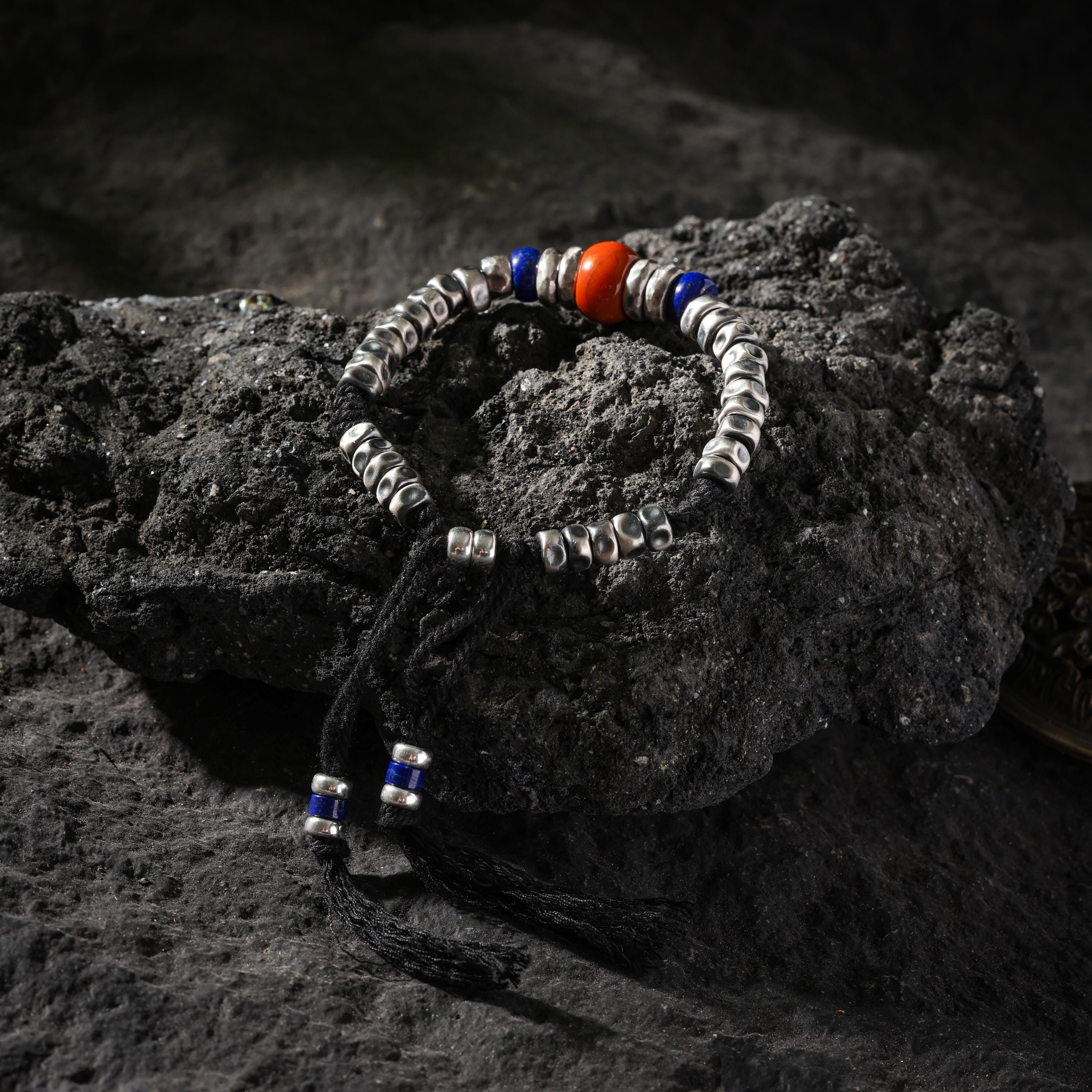 AURA DEER Hand-Hammered Sterling Silver & Stone Bracelet