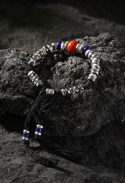 AURA DEER Hand-Hammered Sterling Silver & Stone Bracelet
