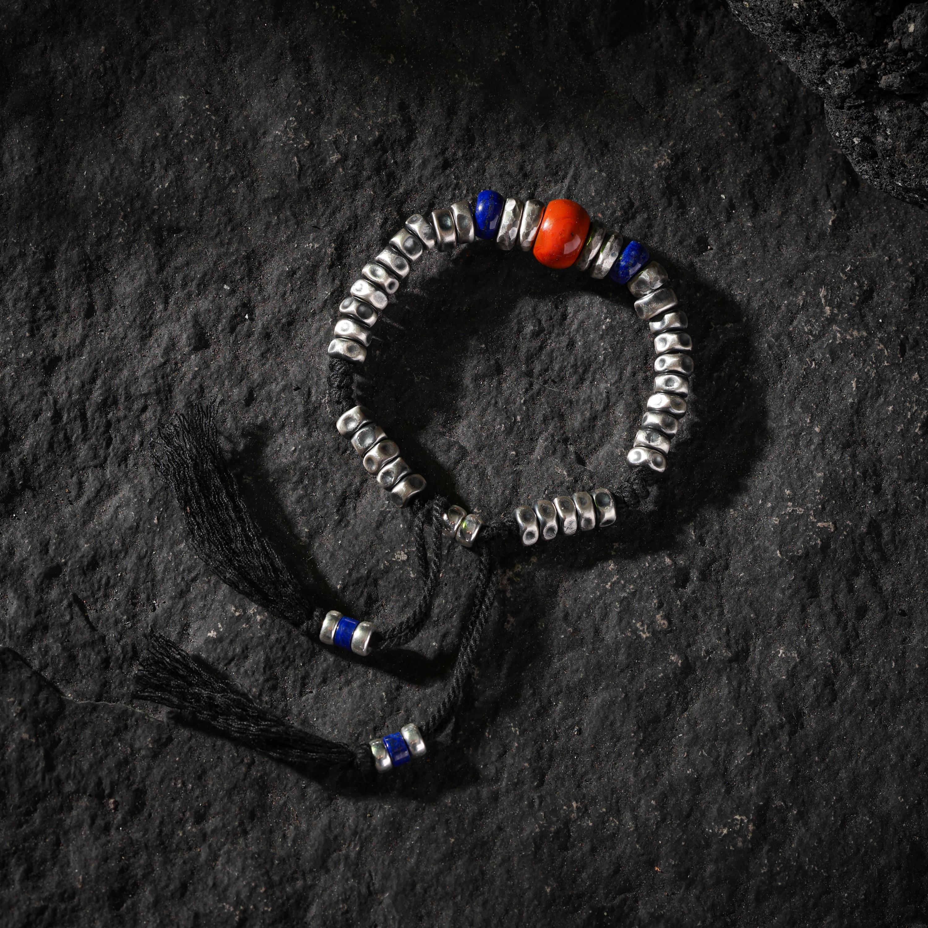 AURA DEER Hand-Hammered Sterling Silver & Stone Bracelet
