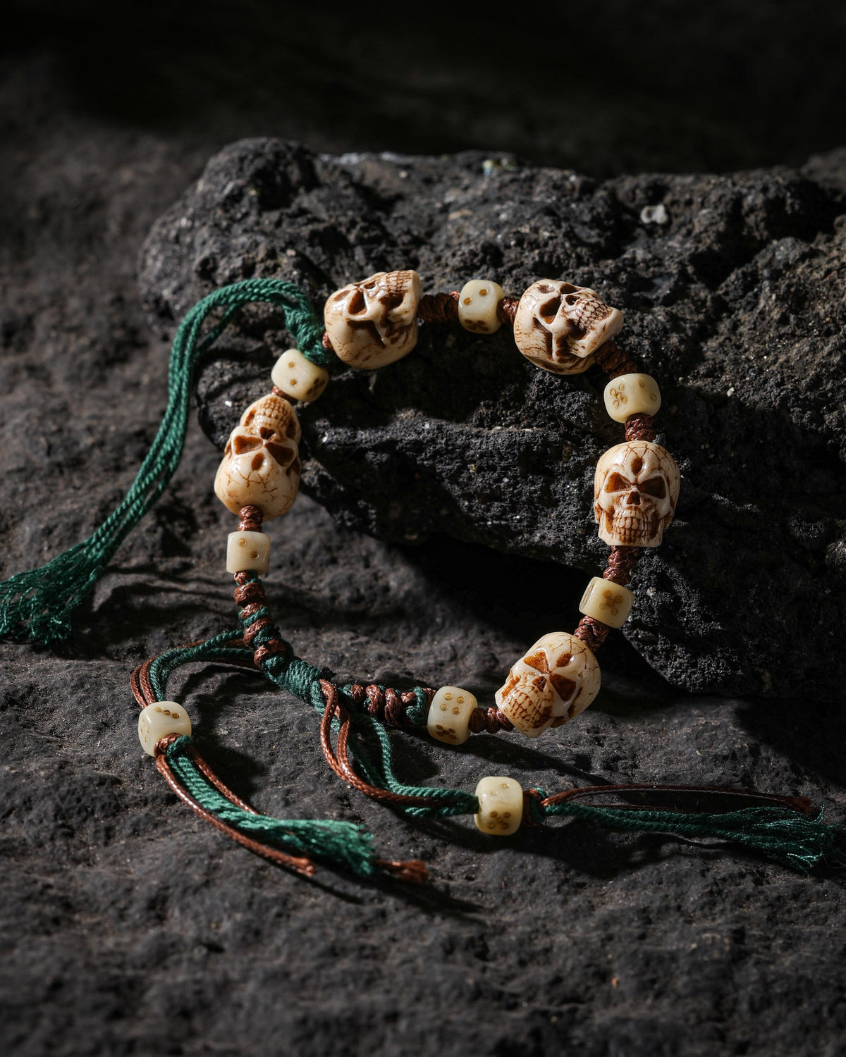 Yak Bone Carved Skull Bracelet-6