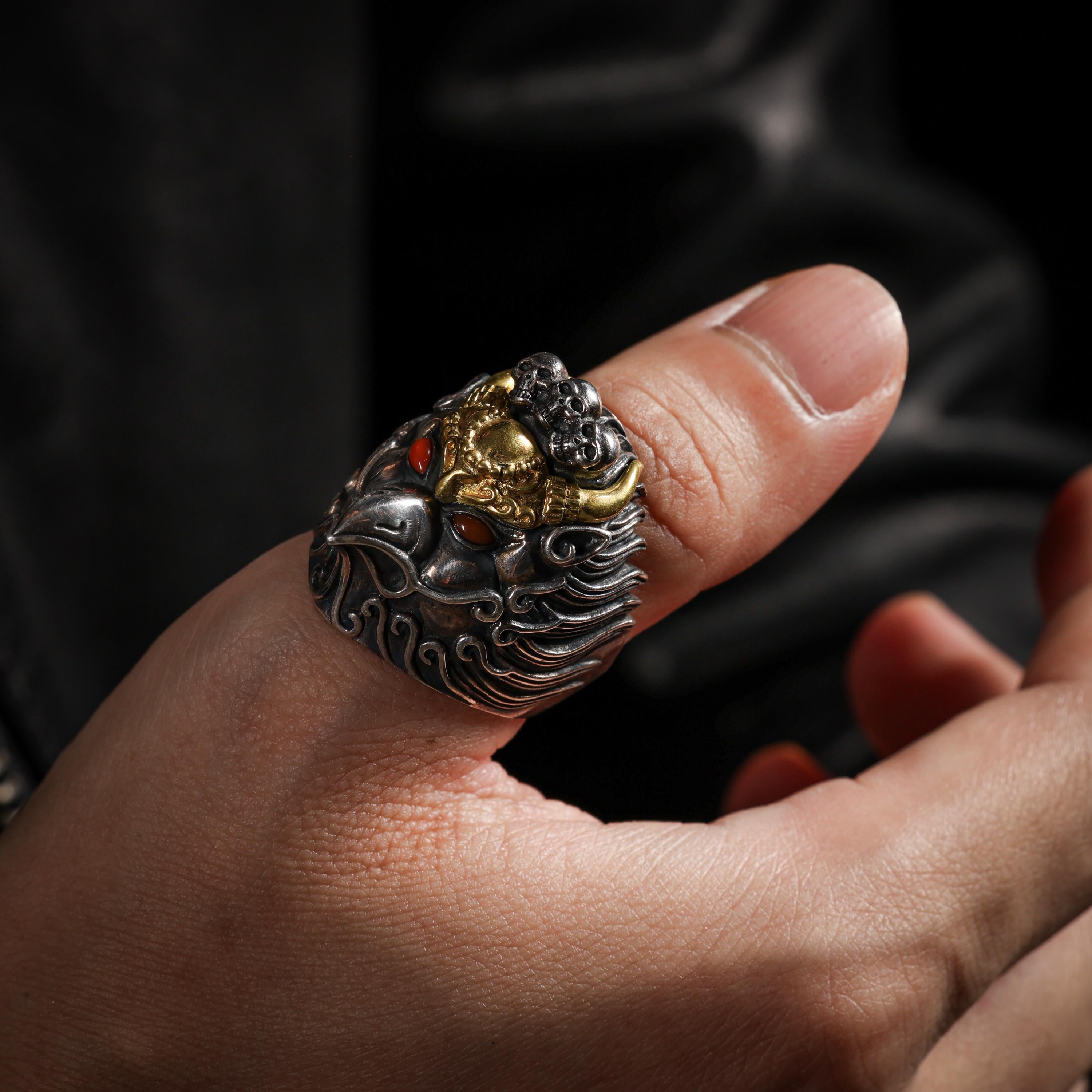 AURA DEER Garuda Turquoise Sterling Silver Adjustable Ring
