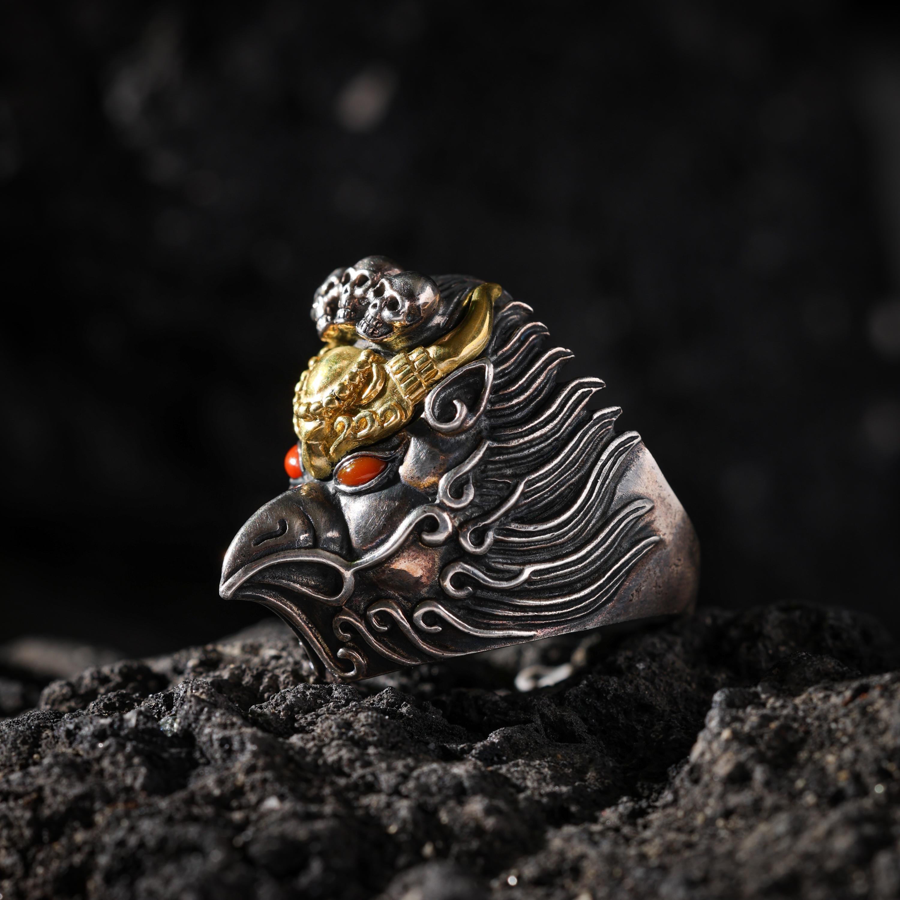 AURA DEER Garuda Turquoise Sterling Silver Adjustable Ring