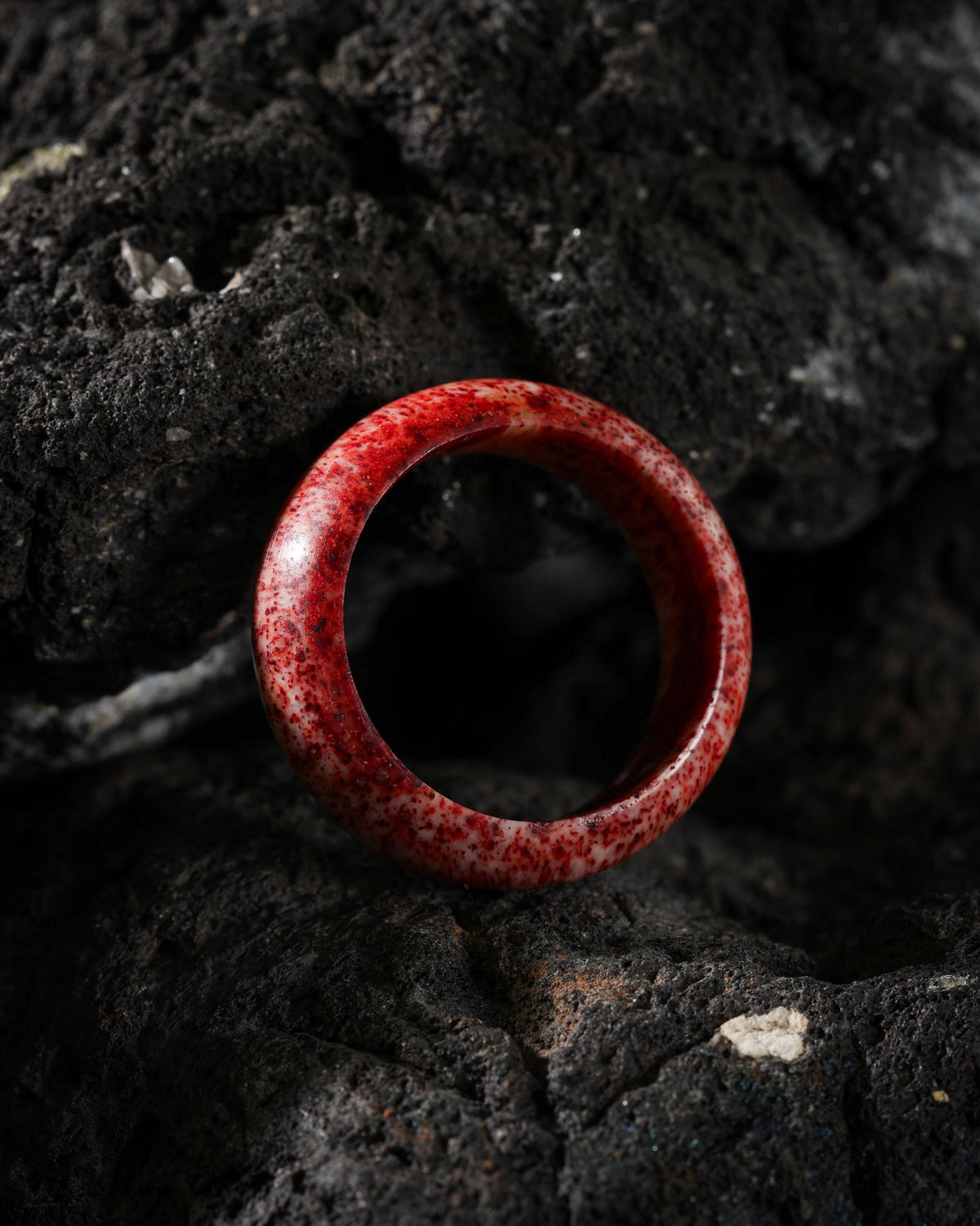 Crimson-Marbled Yak Bone Ring-4