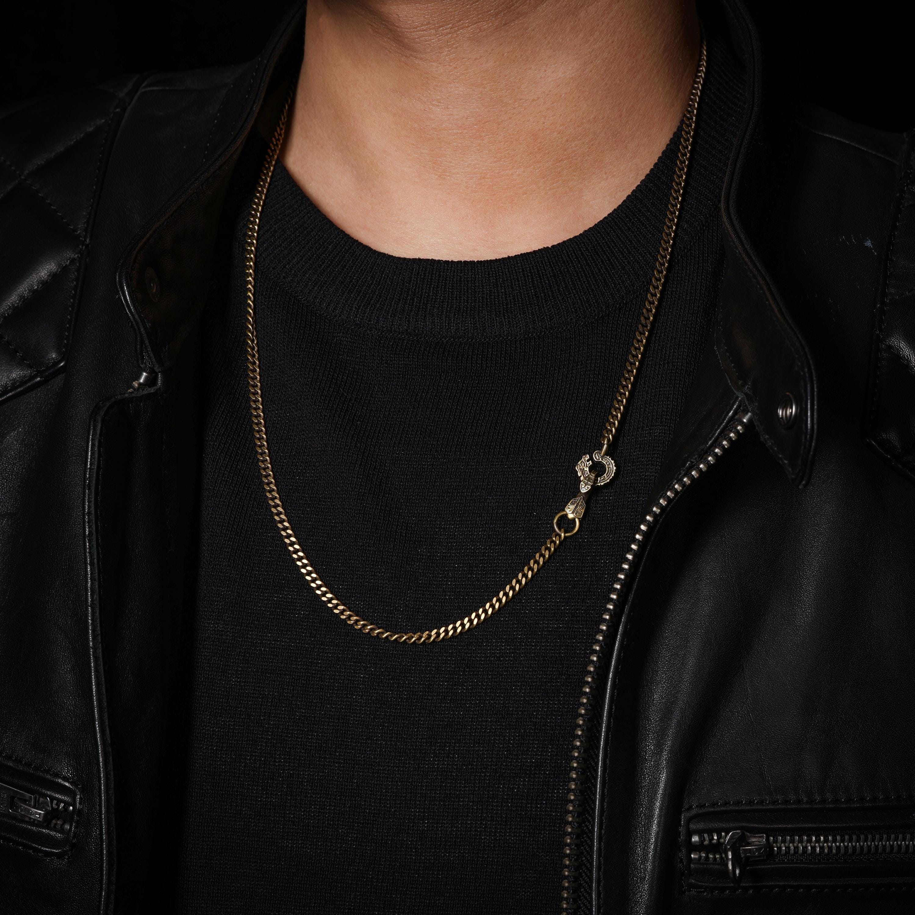 AURA DEER Kui Dragon Brass Cuban Chain Necklace