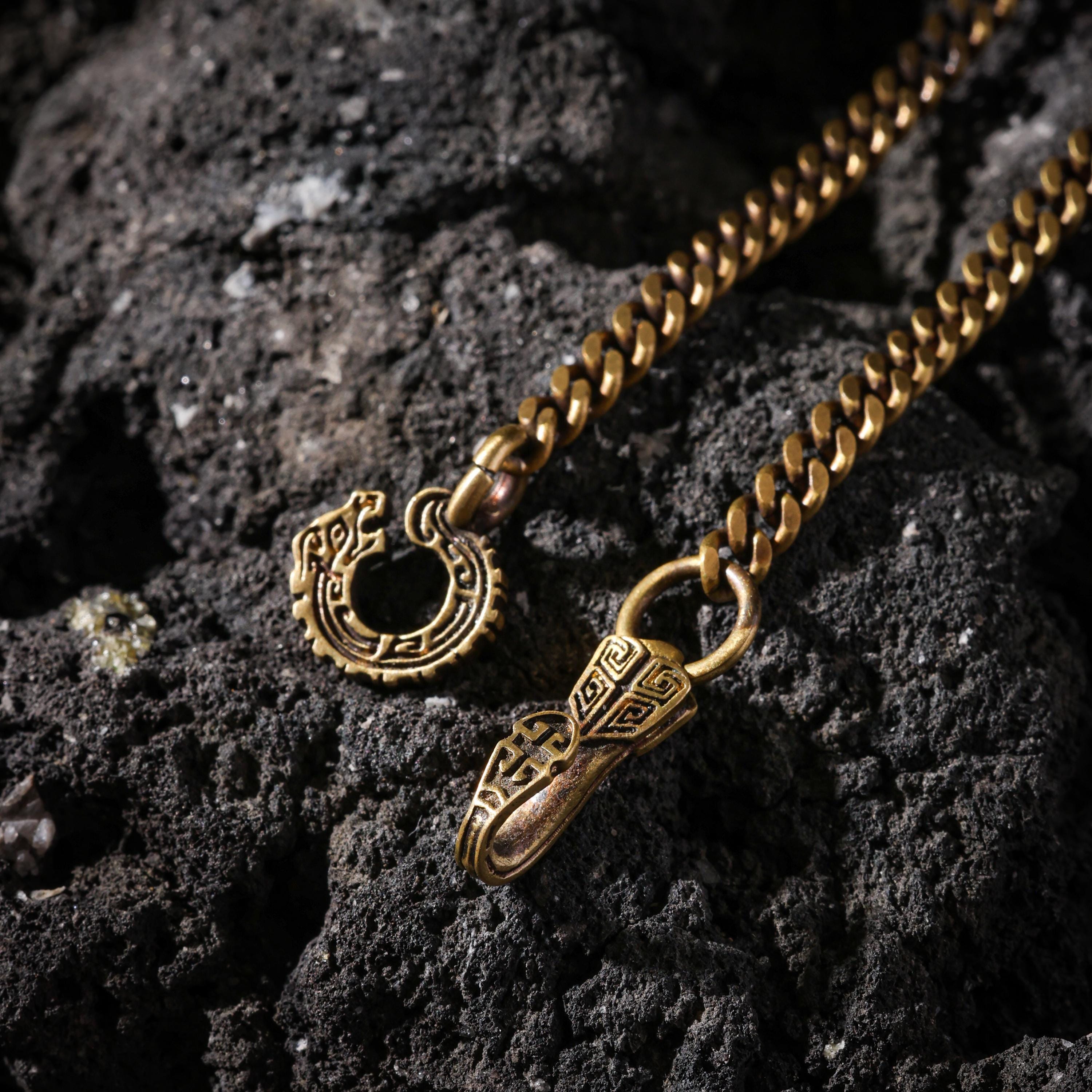 AURA DEER Kui Dragon Brass Cuban Chain Necklace