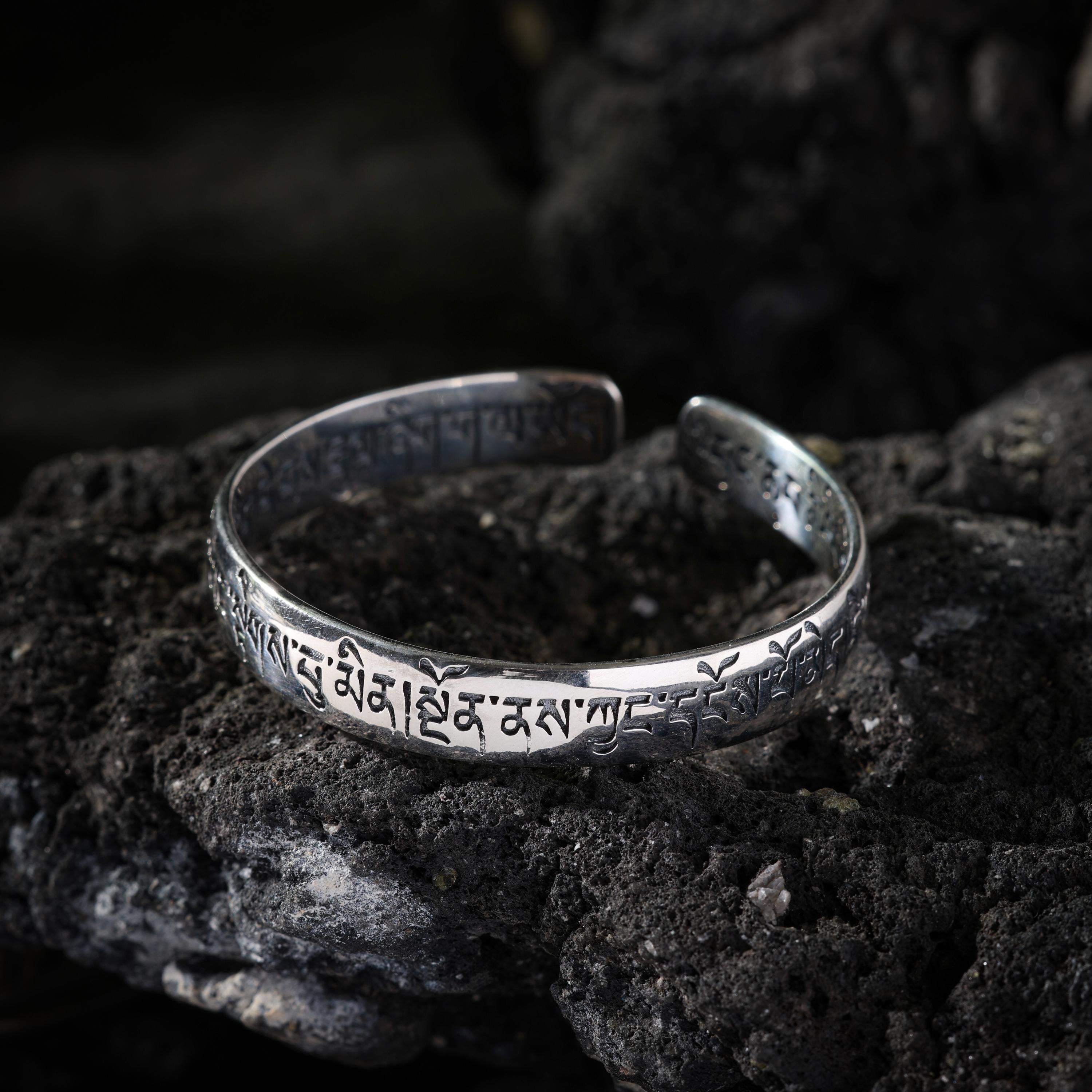AURA DEER Six-Word Mantra Adjustable Cuff Bracelet