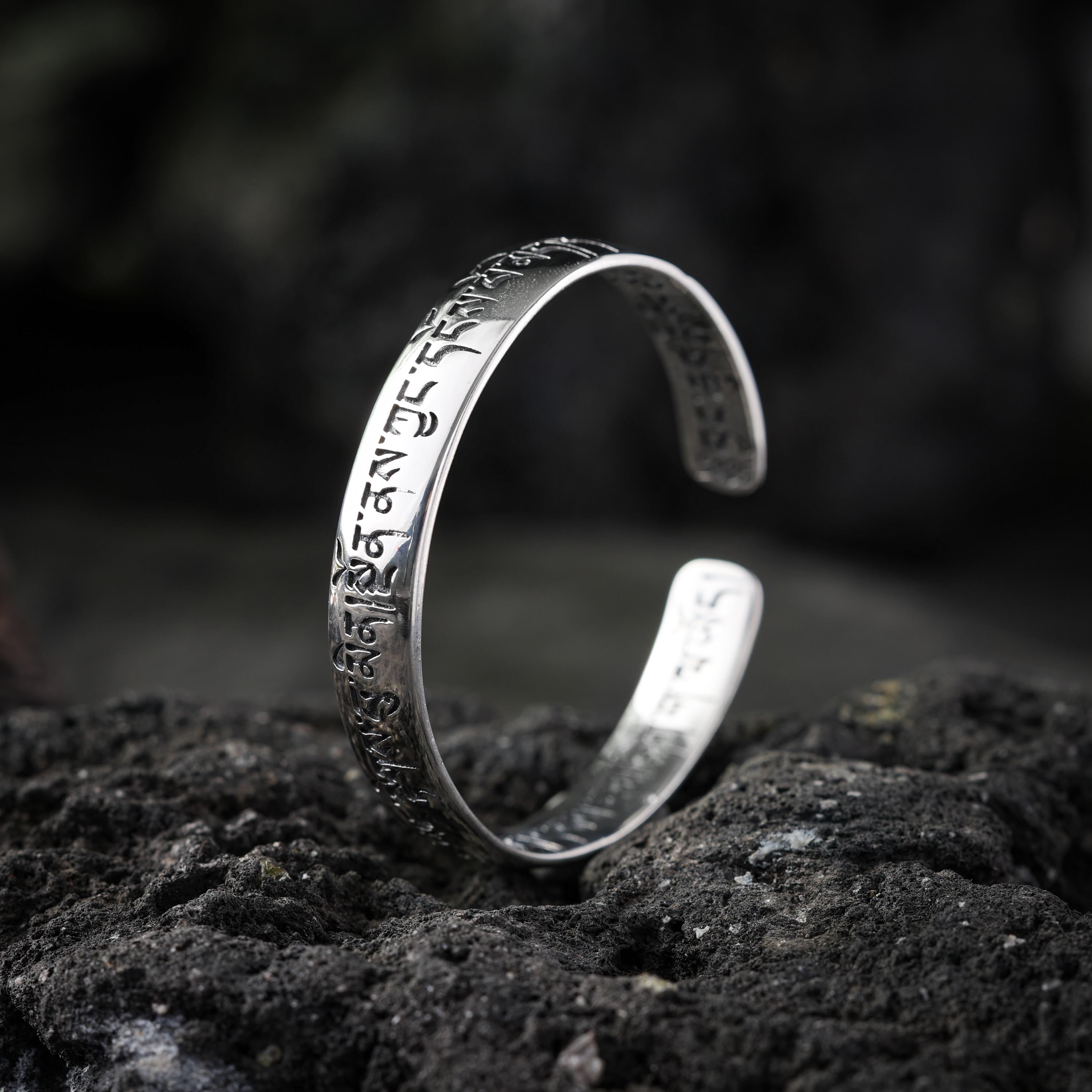 AURA DEER Six-Word Mantra Adjustable Cuff Bracelet