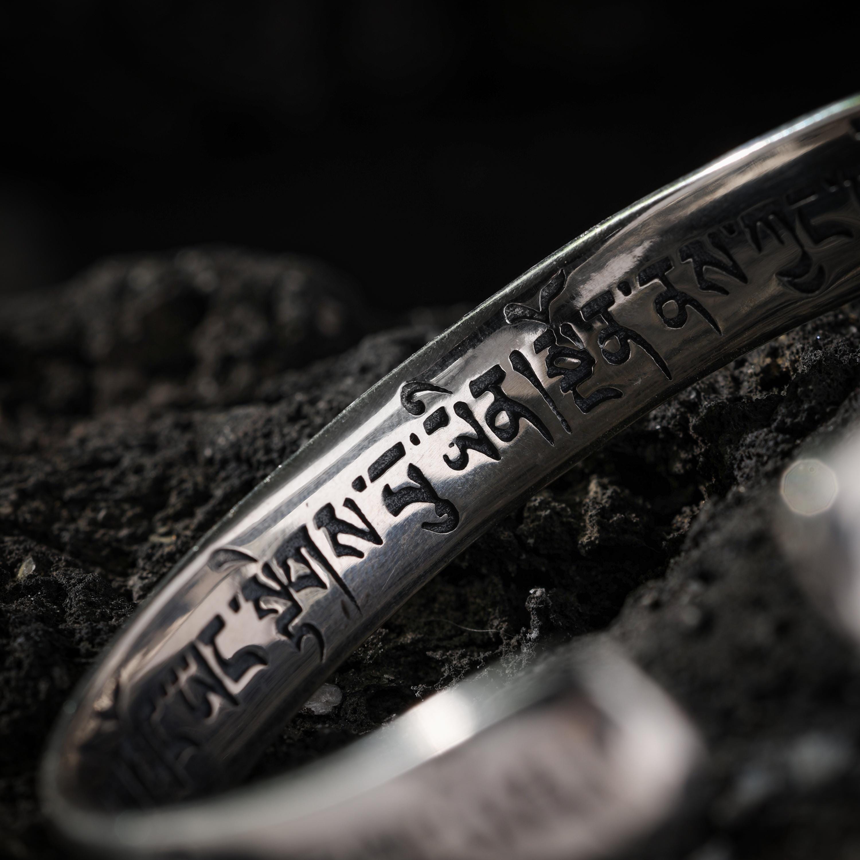 AURA DEER Six-Word Mantra Adjustable Cuff Bracelet