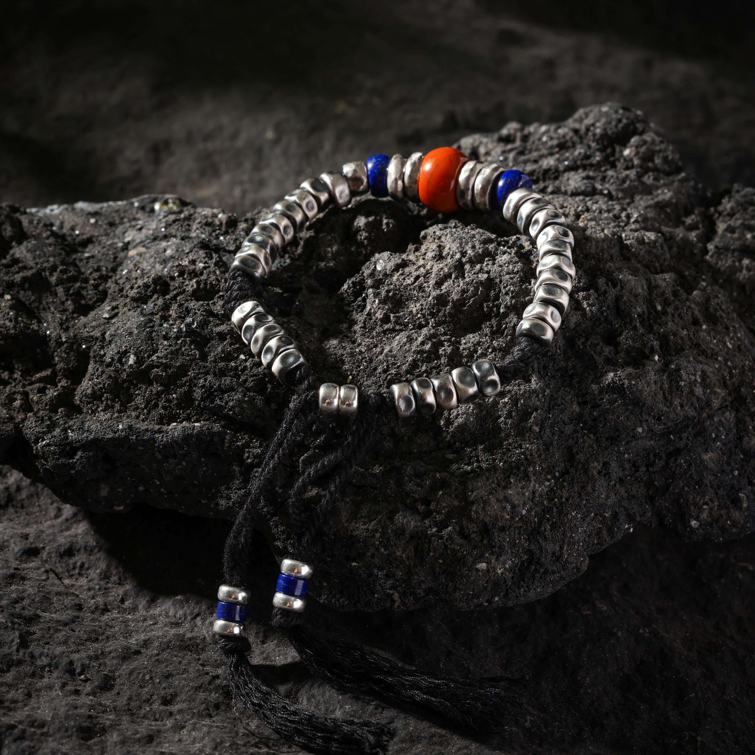AURA DEER Hand-Hammered Sterling Silver & Stone Bracelet