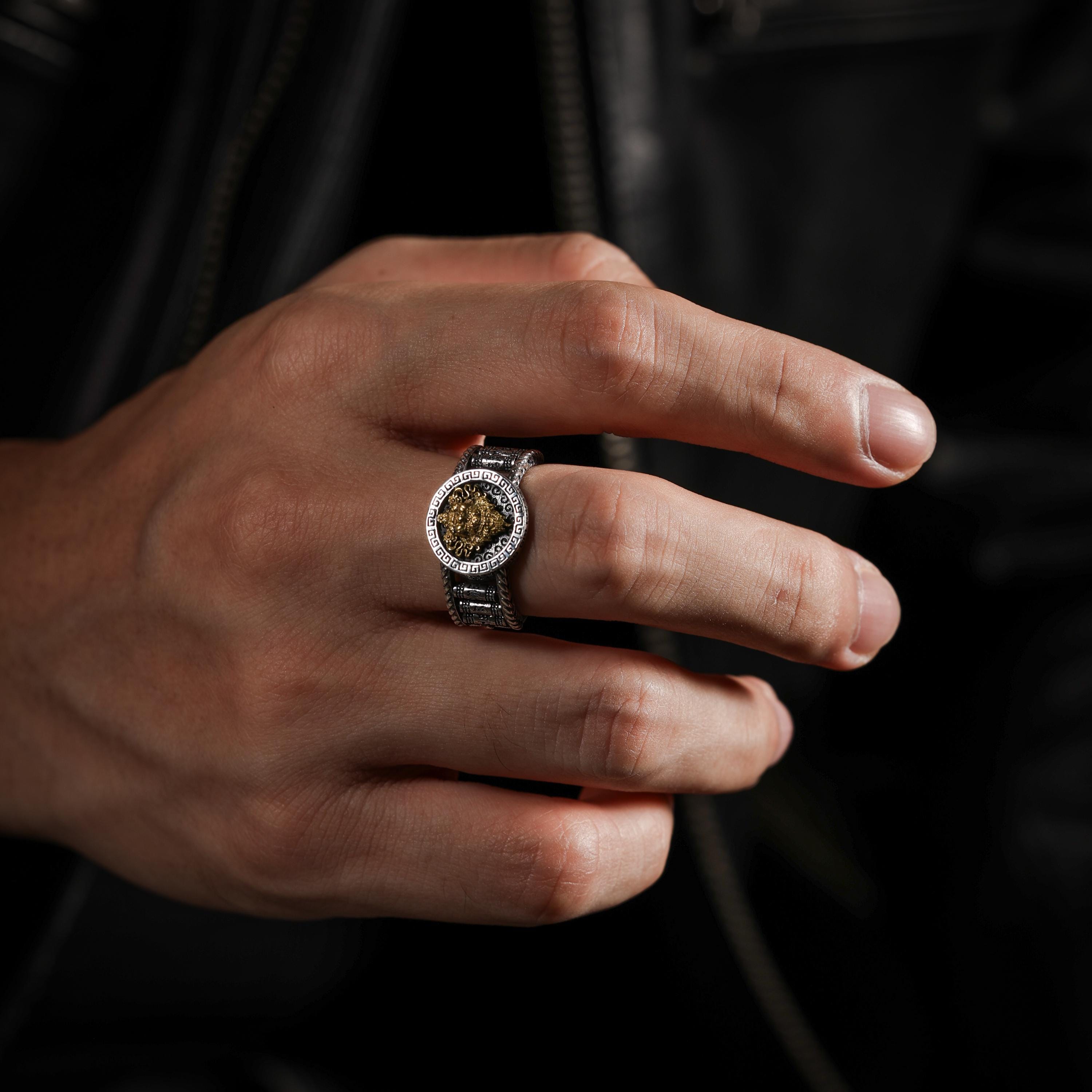 AURA DEER Yellow Jambhala Mantra Rotating Sterling Silver Ring
