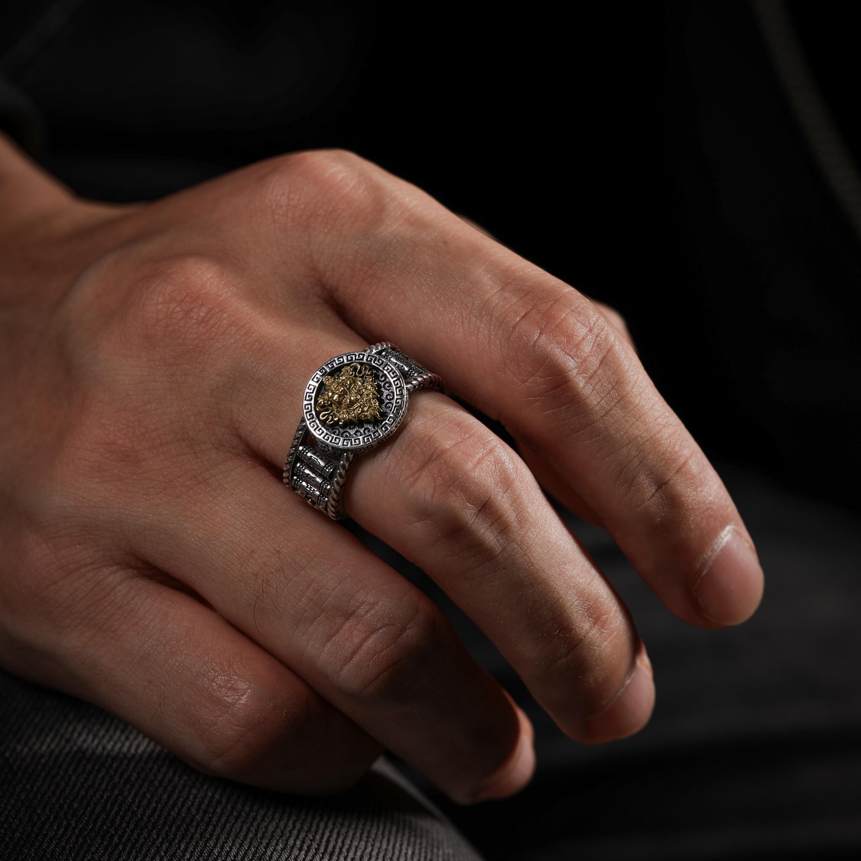 AURA DEER Yellow Jambhala Mantra Rotating Sterling Silver Ring