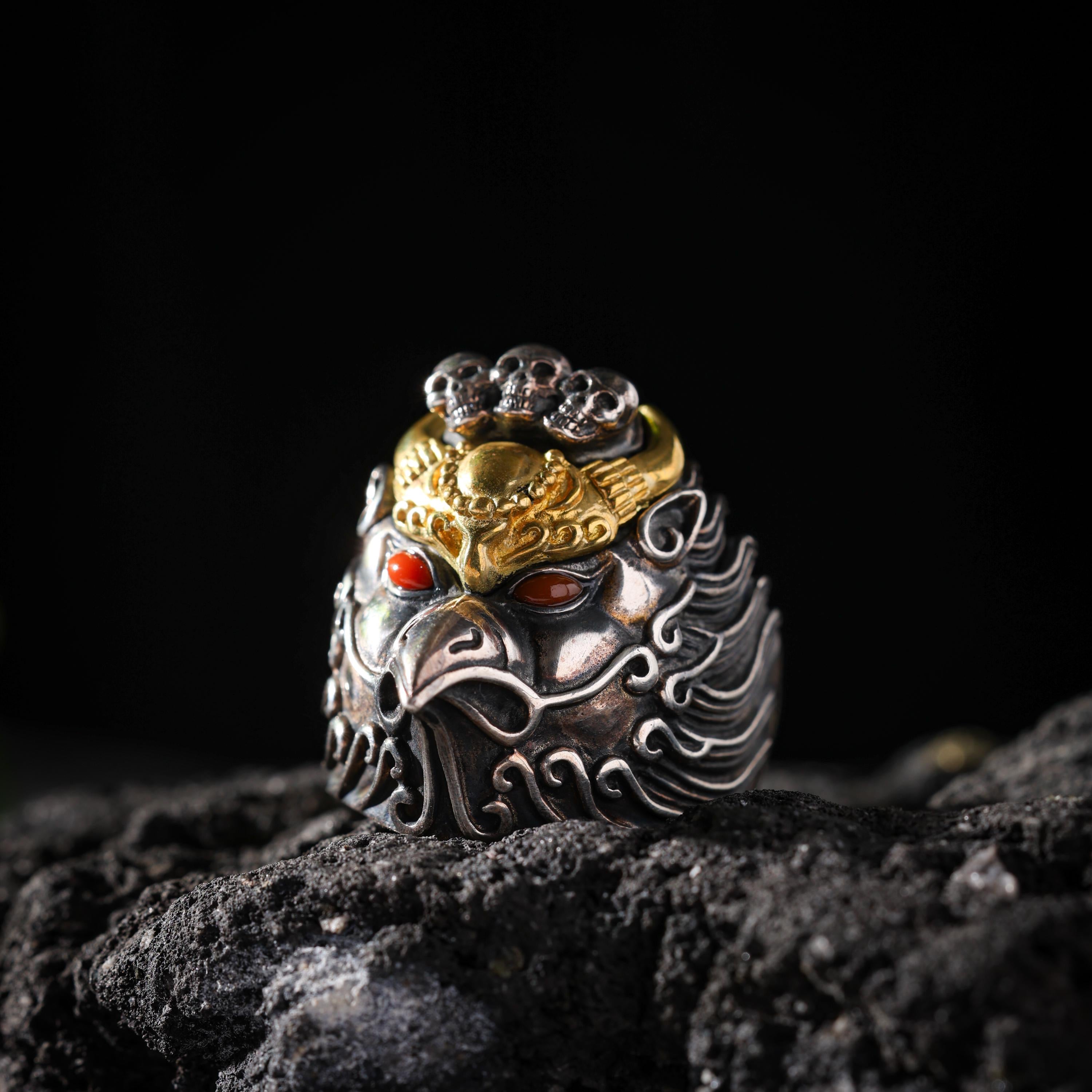 AURA DEER Garuda Turquoise Sterling Silver Adjustable Ring