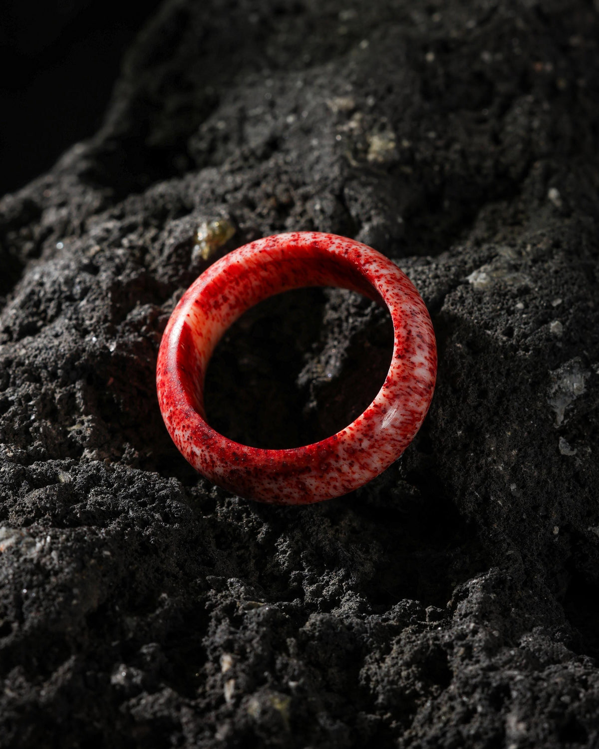 Crimson-Marbled Yak Bone Ring-6