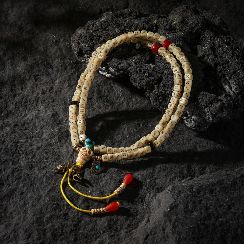 108-Bead Yak Bone Dice Mala