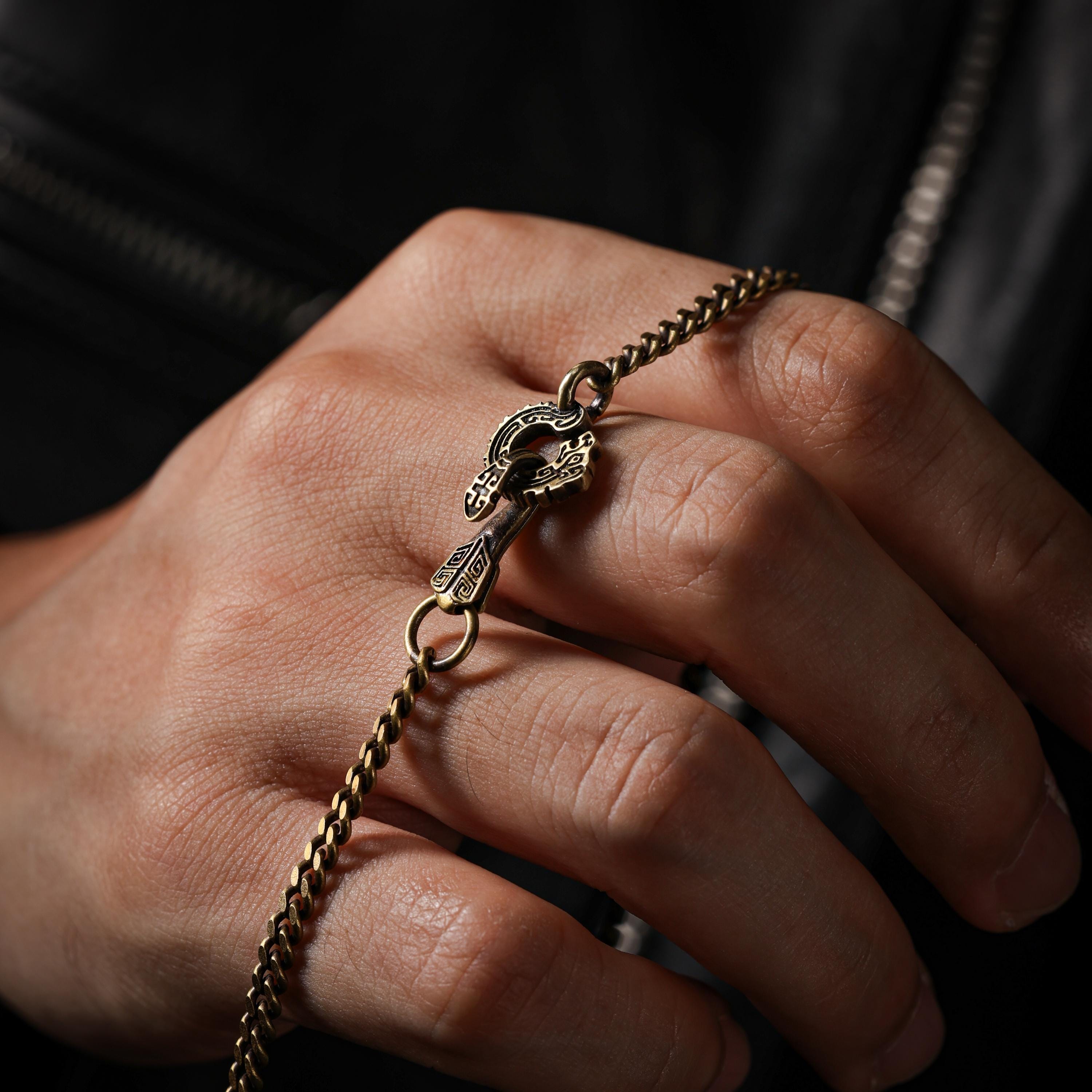 AURA DEER Kui Dragon Brass Cuban Chain Necklace