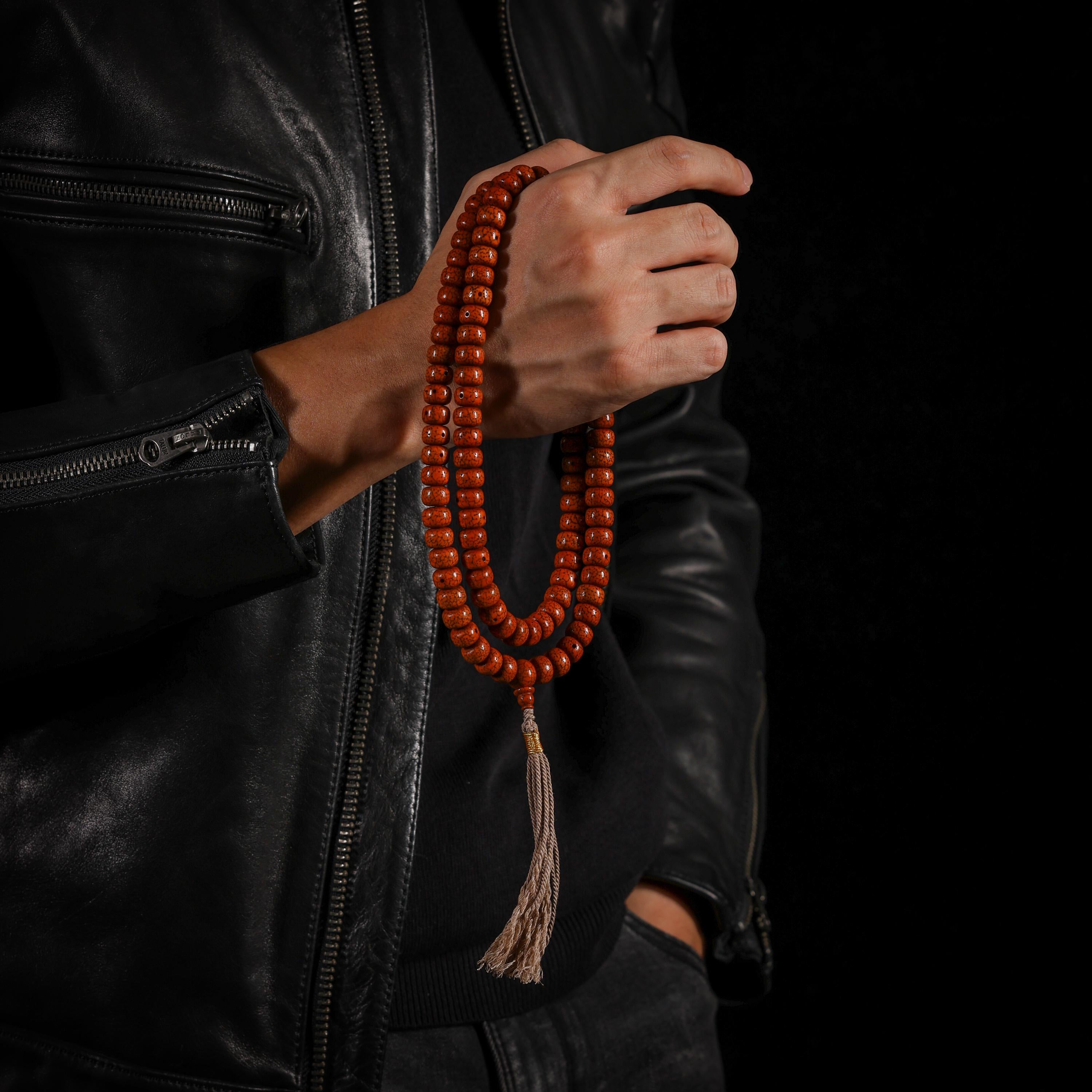 AURA DEER Aged Star & Moon Bodhi Seed 108-Bead Mala