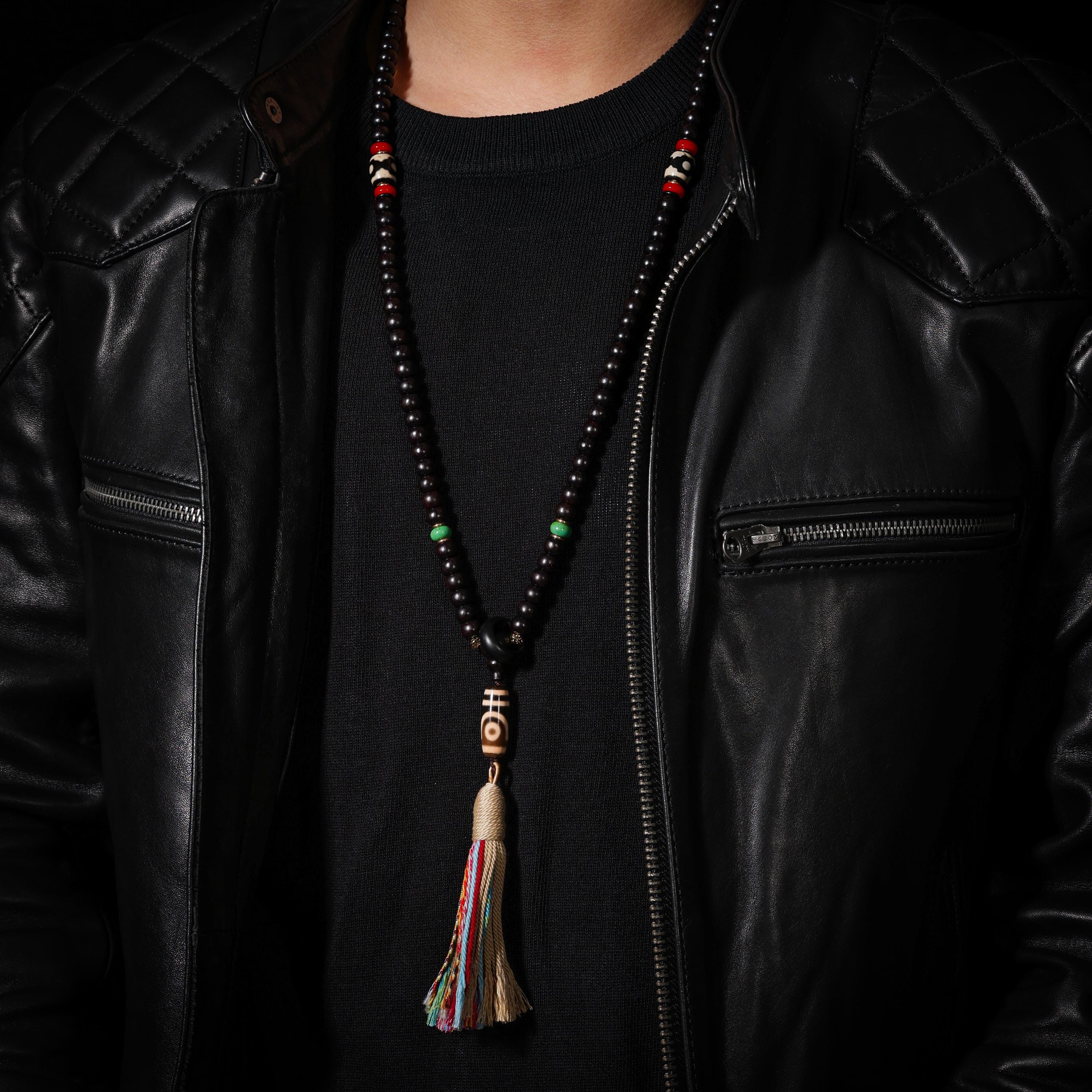 AURA DEER Bodhi Seed Dzi Turquoise & Red Agate 108-Bead Mala