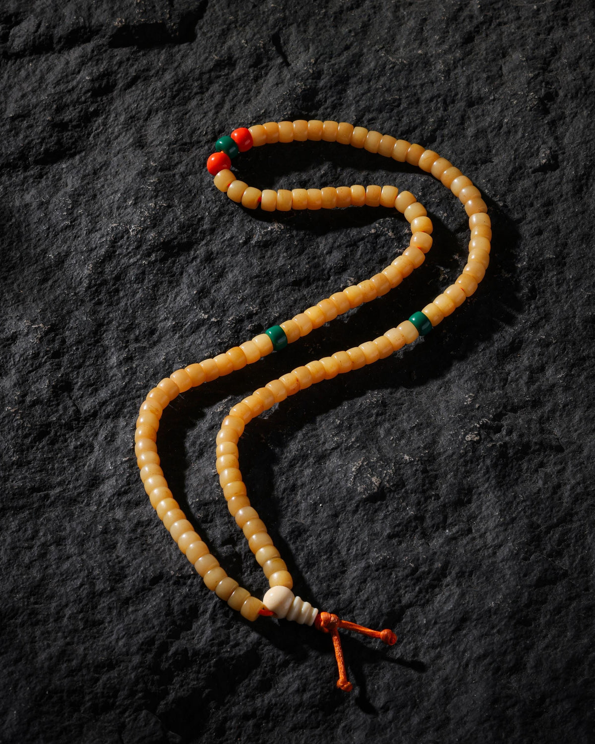 Aged Yak Bone 108-Bead Mala Necklace-4