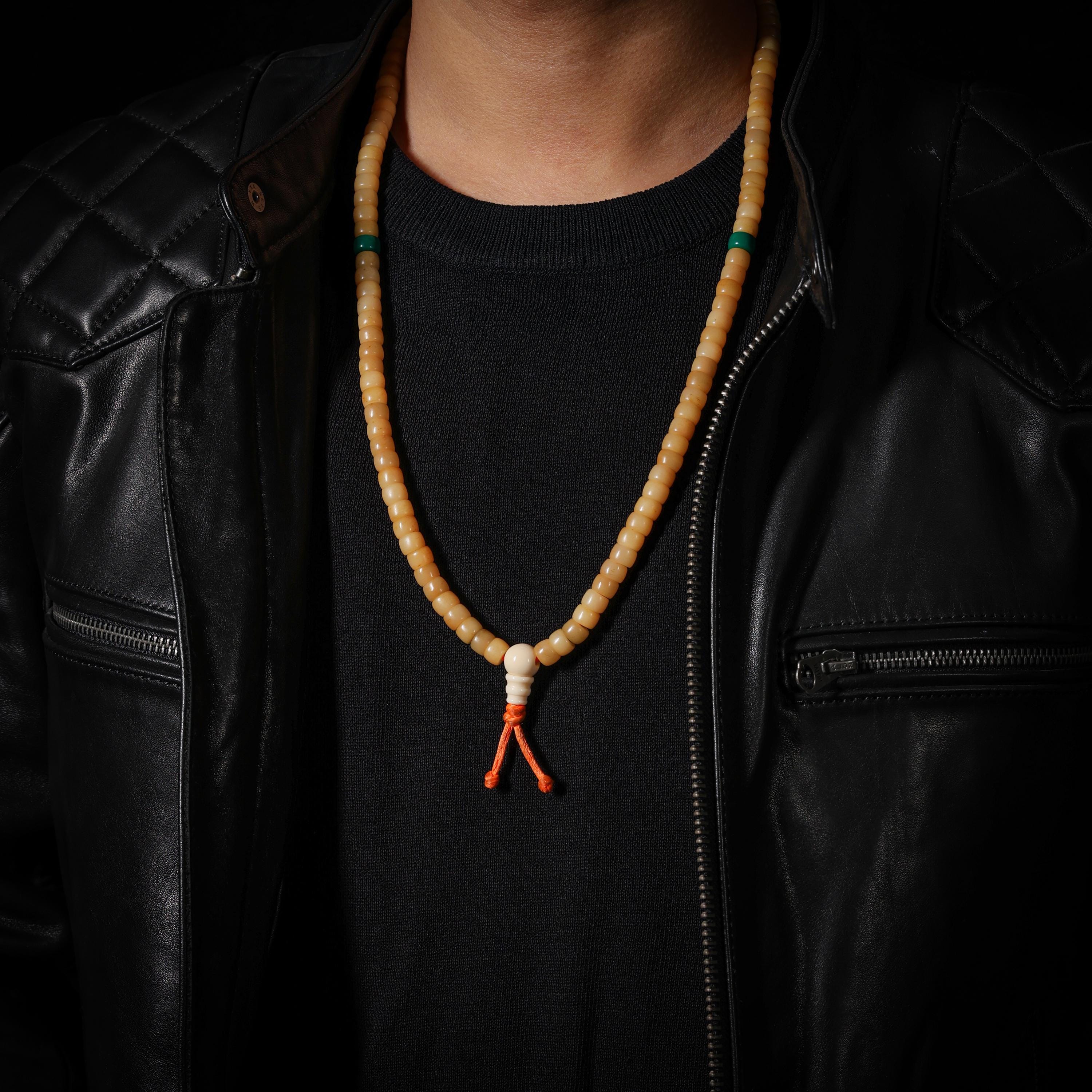 AURA DEER Aged Yak Bone 108-Bead Mala Necklace