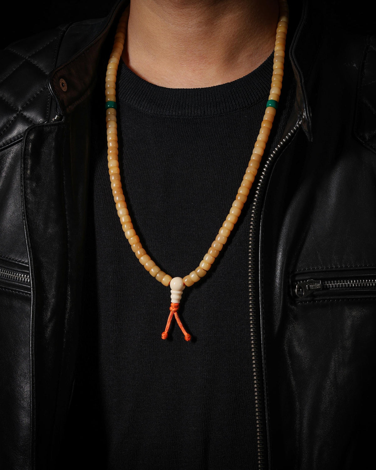 Aged Yak Bone 108-Bead Mala Necklace