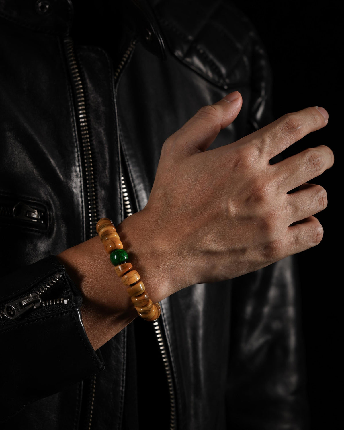 Thin-Cut Yak Bone Rondelle Bracelet-3