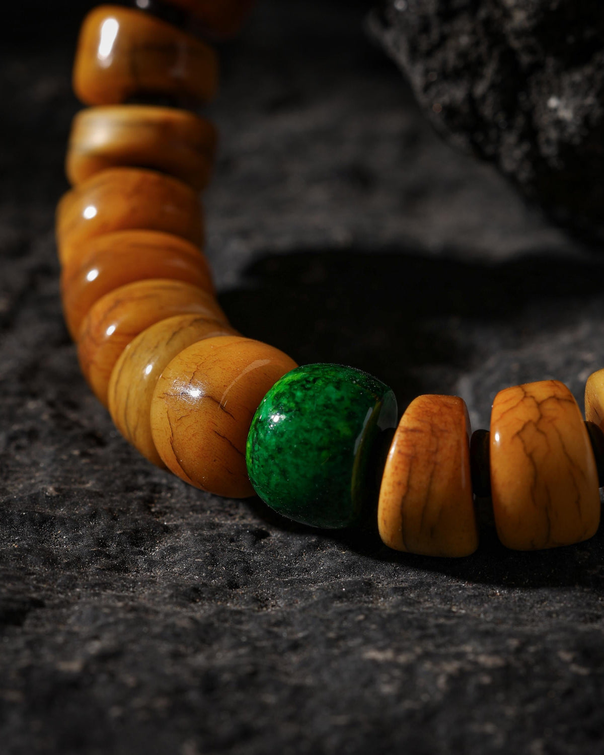 Thin-Cut Yak Bone Rondelle Bracelet-5
