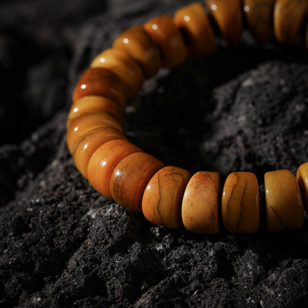 AURA DEER Thin-Cut Yak Bone Rondelle Bracelet with Turquoise