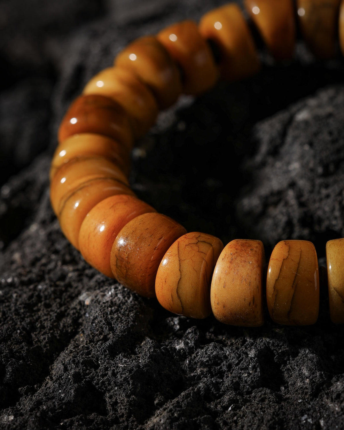 Thin-Cut Yak Bone Rondelle Bracelet-6