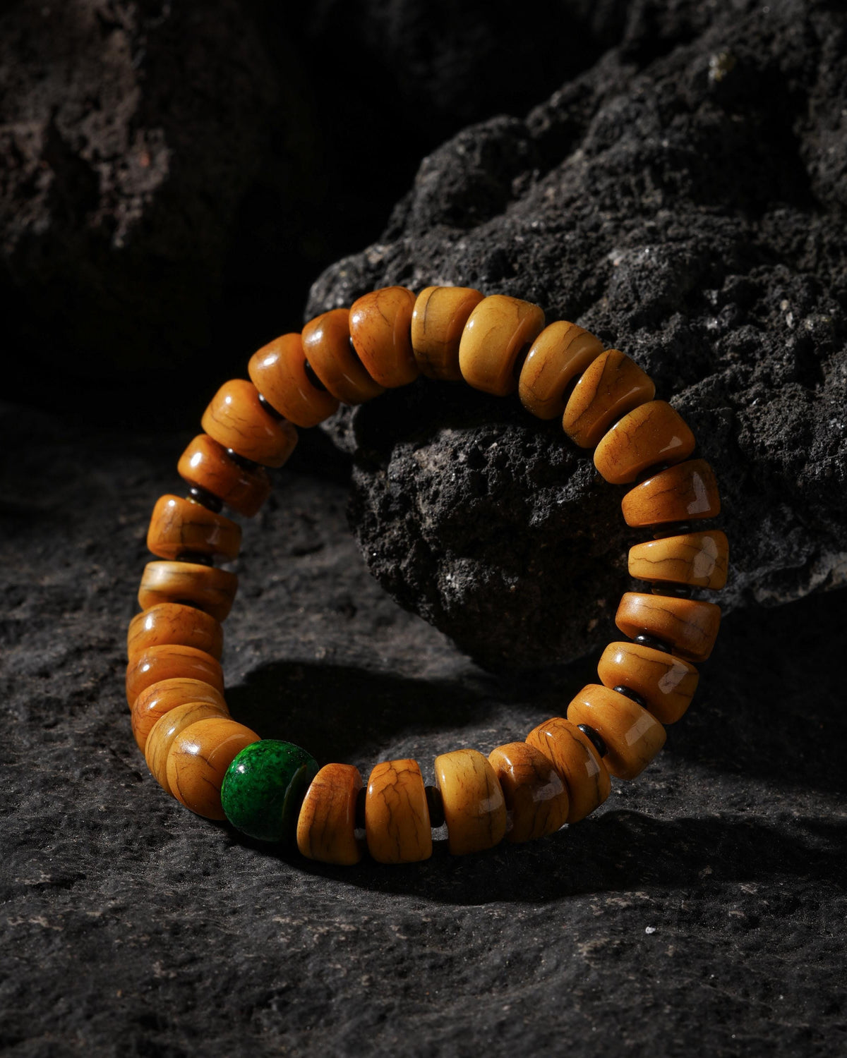 Thin-Cut Yak Bone Rondelle Bracelet-4