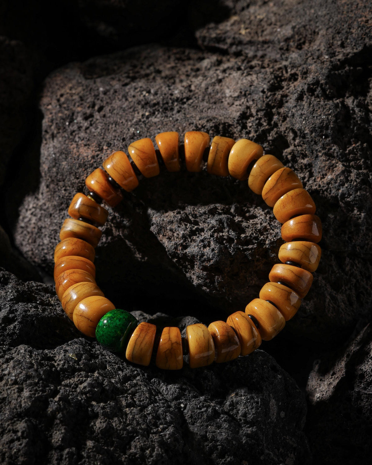 Thin-Cut Yak Bone Rondelle Bracelet