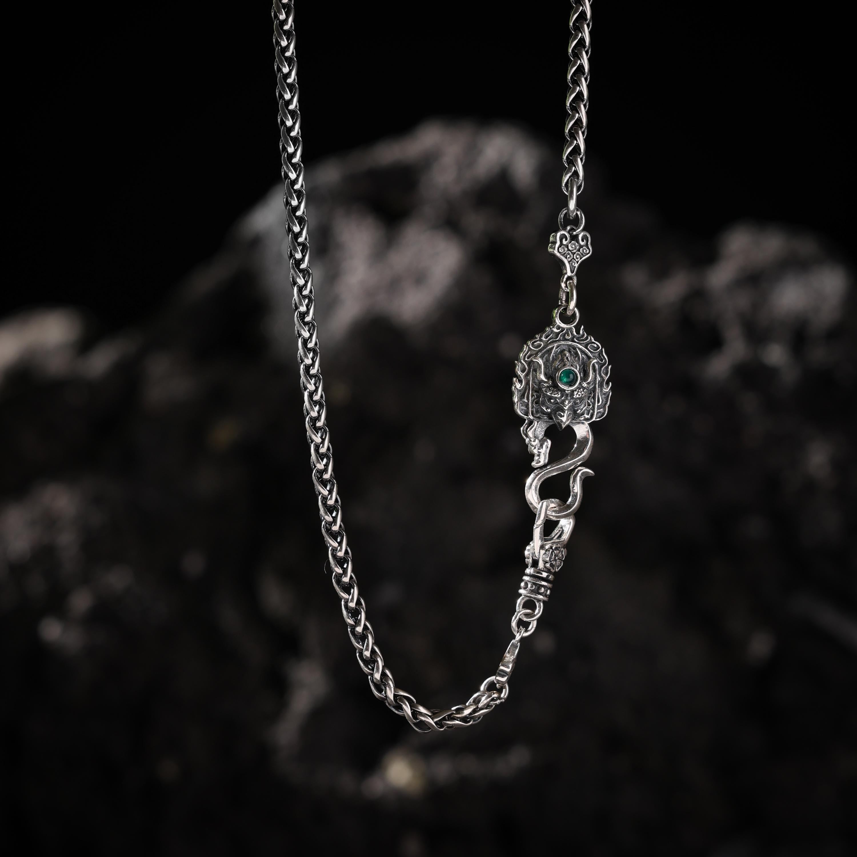 AURA DEER Garuda Sterling Silver Franco Chain Necklace