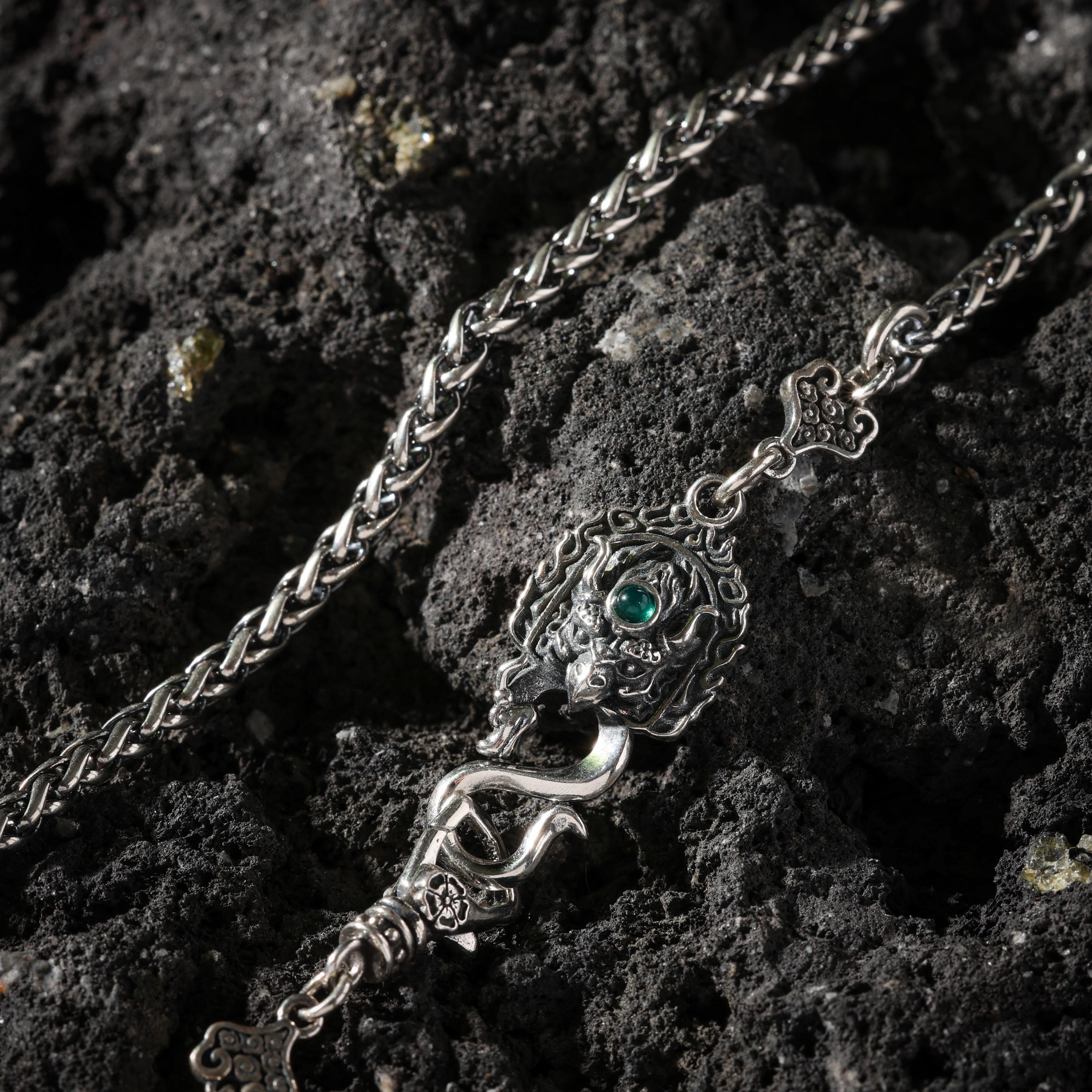 AURA DEER Garuda Sterling Silver Franco Chain Necklace