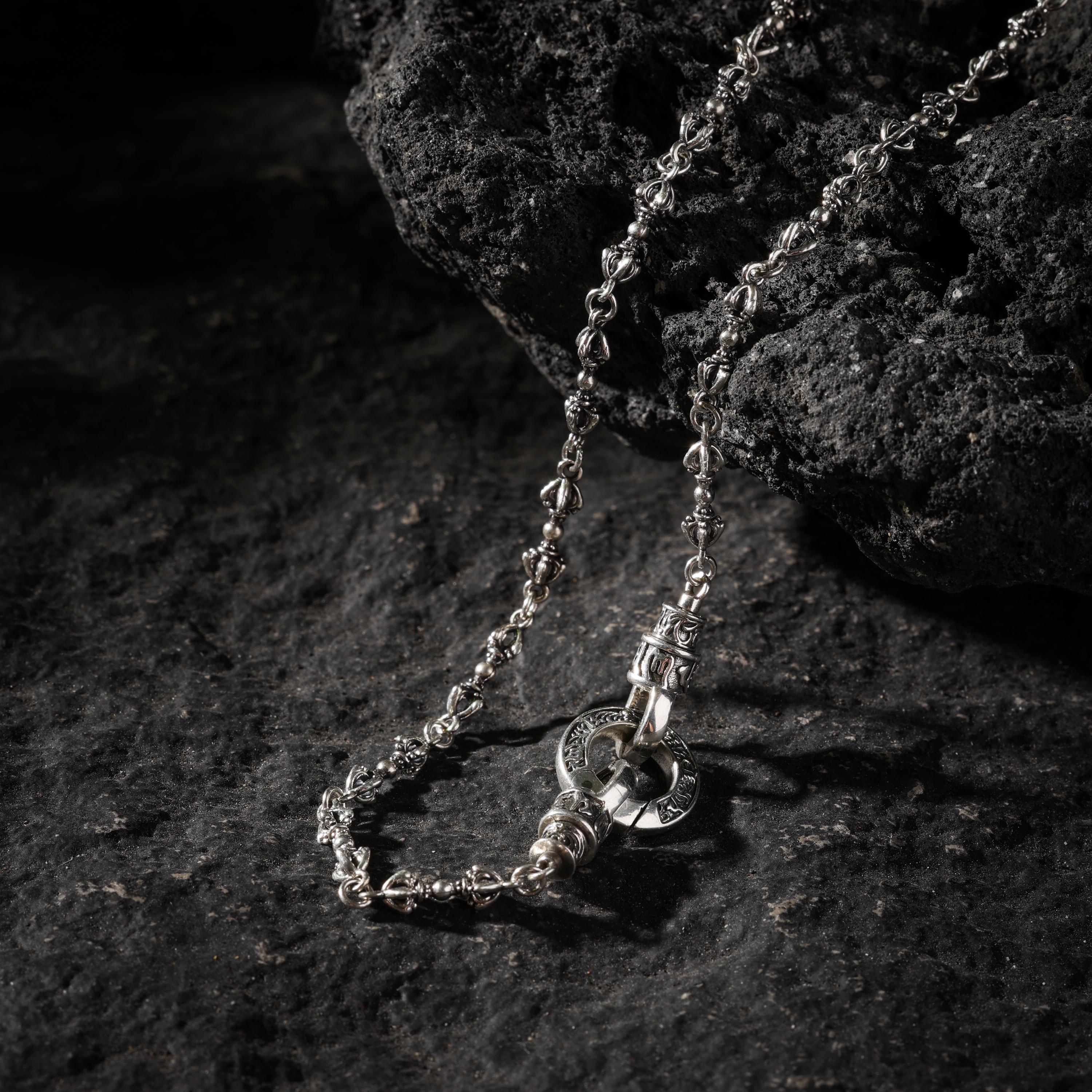 AURA DEER Vajra Sterling Silver Mantra Link Chain Necklace