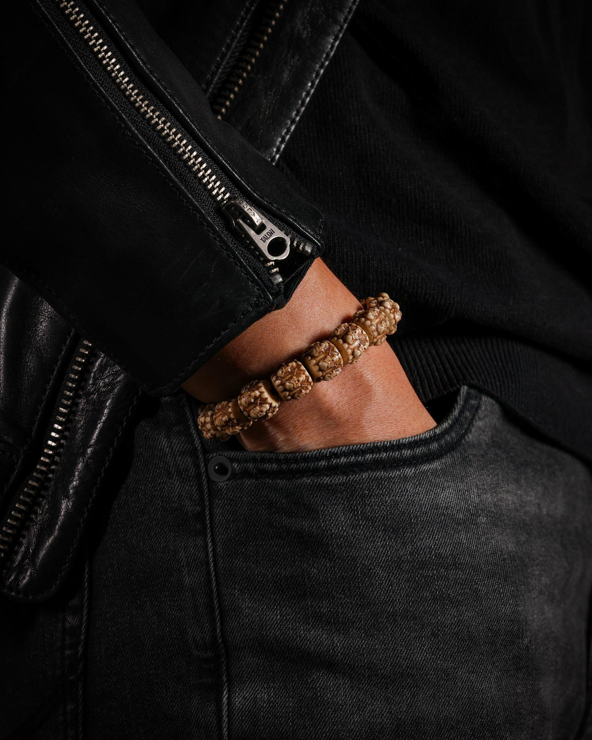 Six-Faced Yak Bone Skull Beaded Bracelet