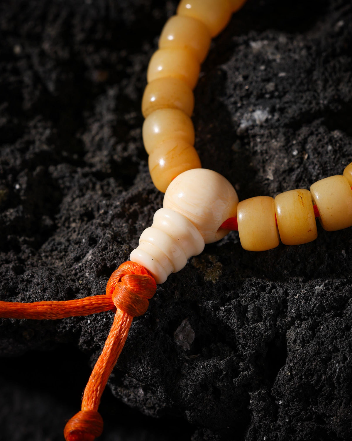 Aged Yak Bone 108-Bead Mala Necklace-6