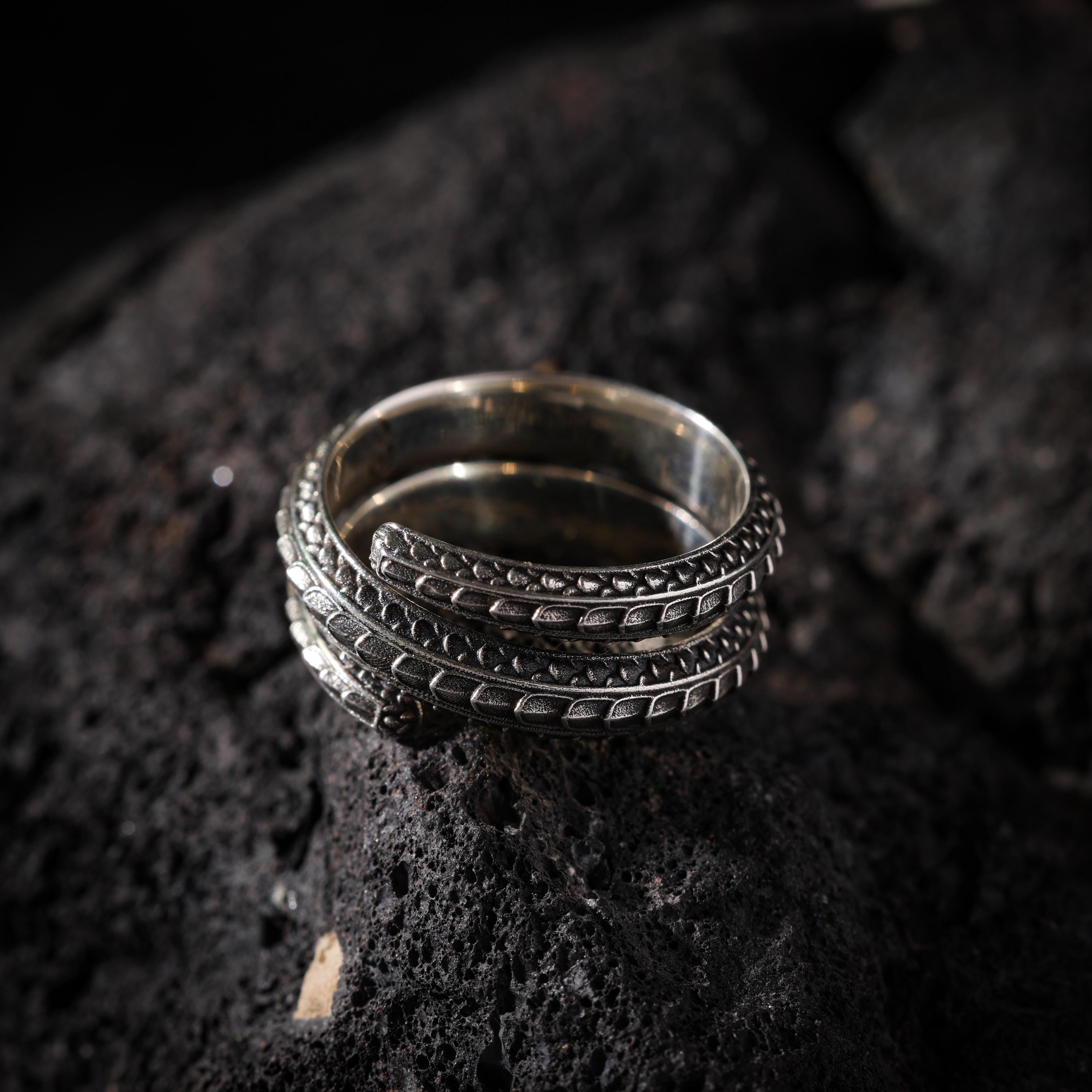 AURA DEER Sterling Silver Dragon Scale Adjustable Ring