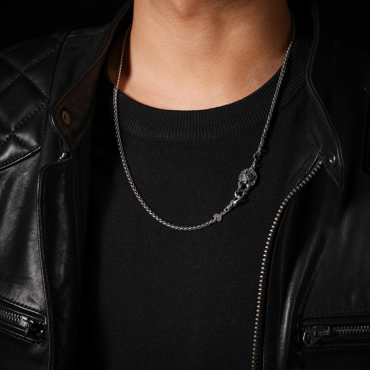AURA DEER Garuda Sterling Silver Franco Chain Necklace