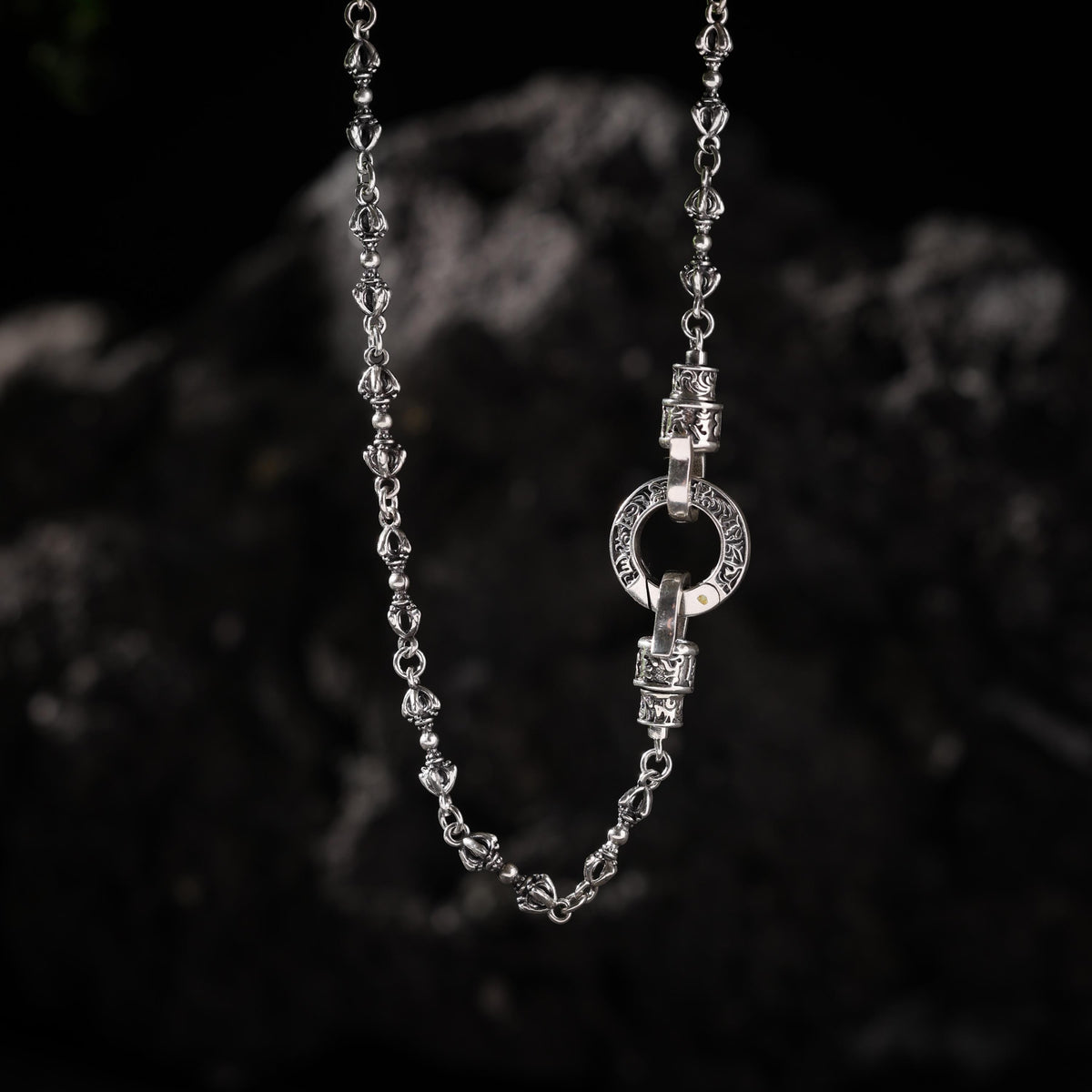 AURA DEER Vajra Sterling Silver Mantra Link Chain Necklace