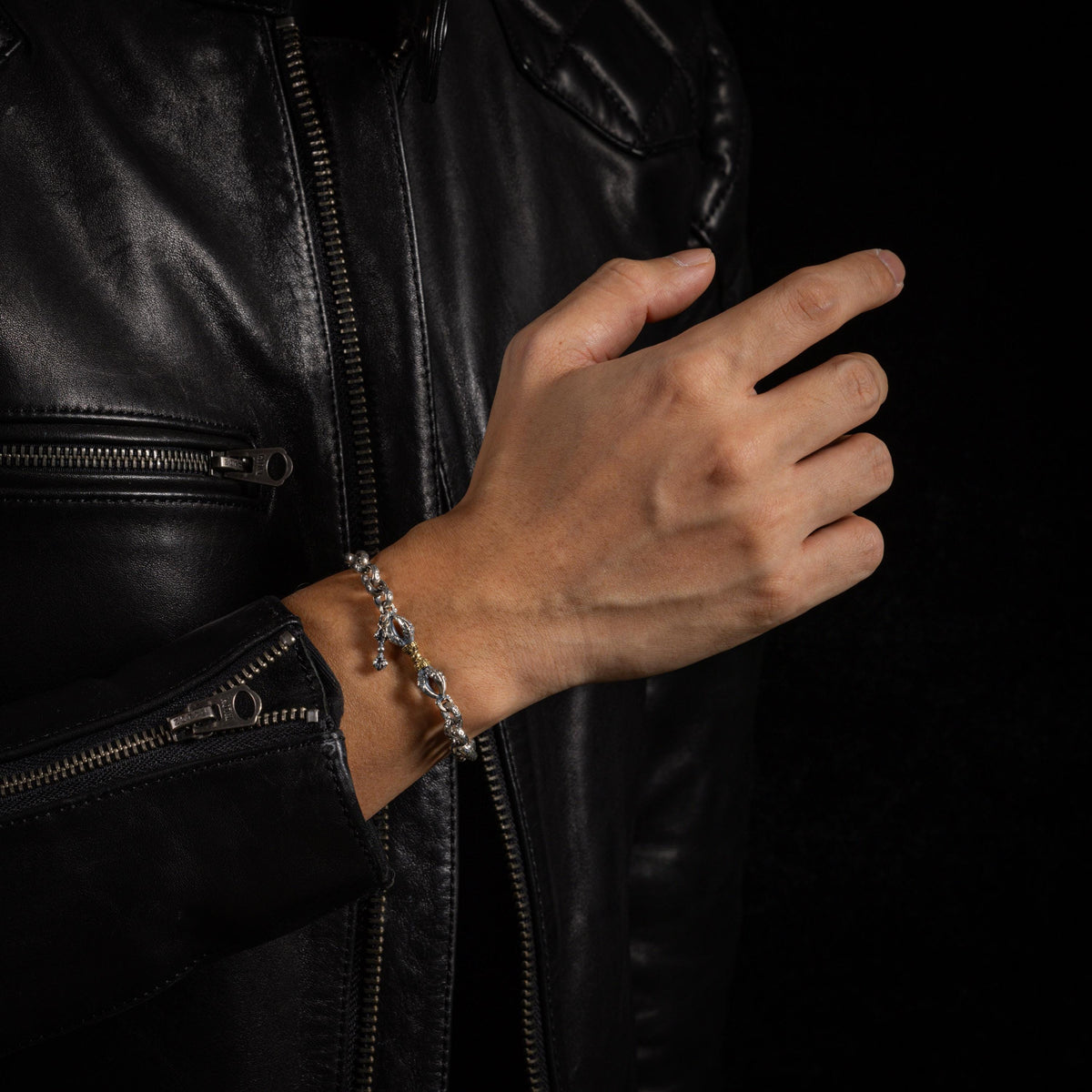 AURA DEER® Sterling Silver & Brass Vajra Bracelet Tibetan Protection Talisman