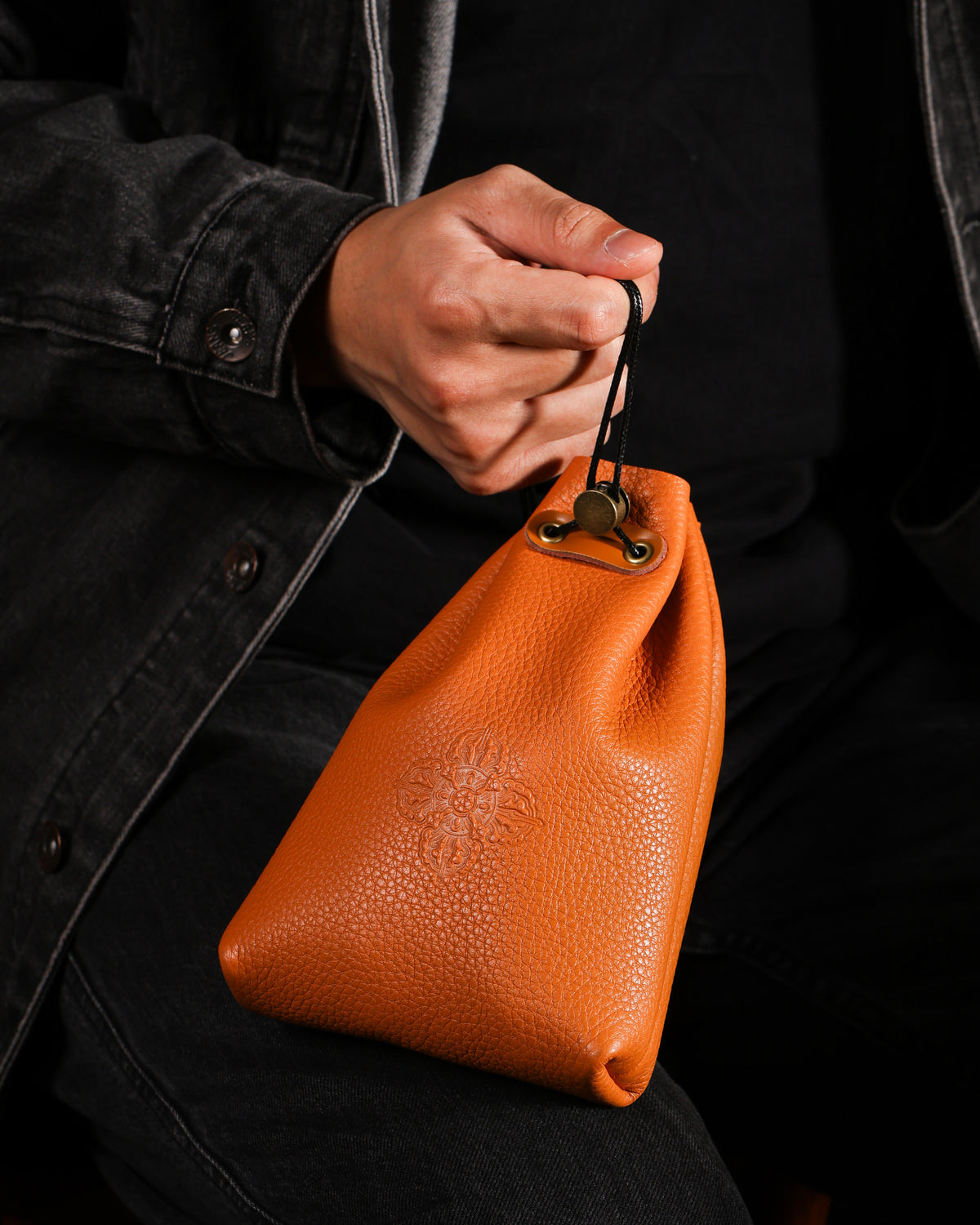 Crossed Vajra Cowhide Jewelry Pouch-11