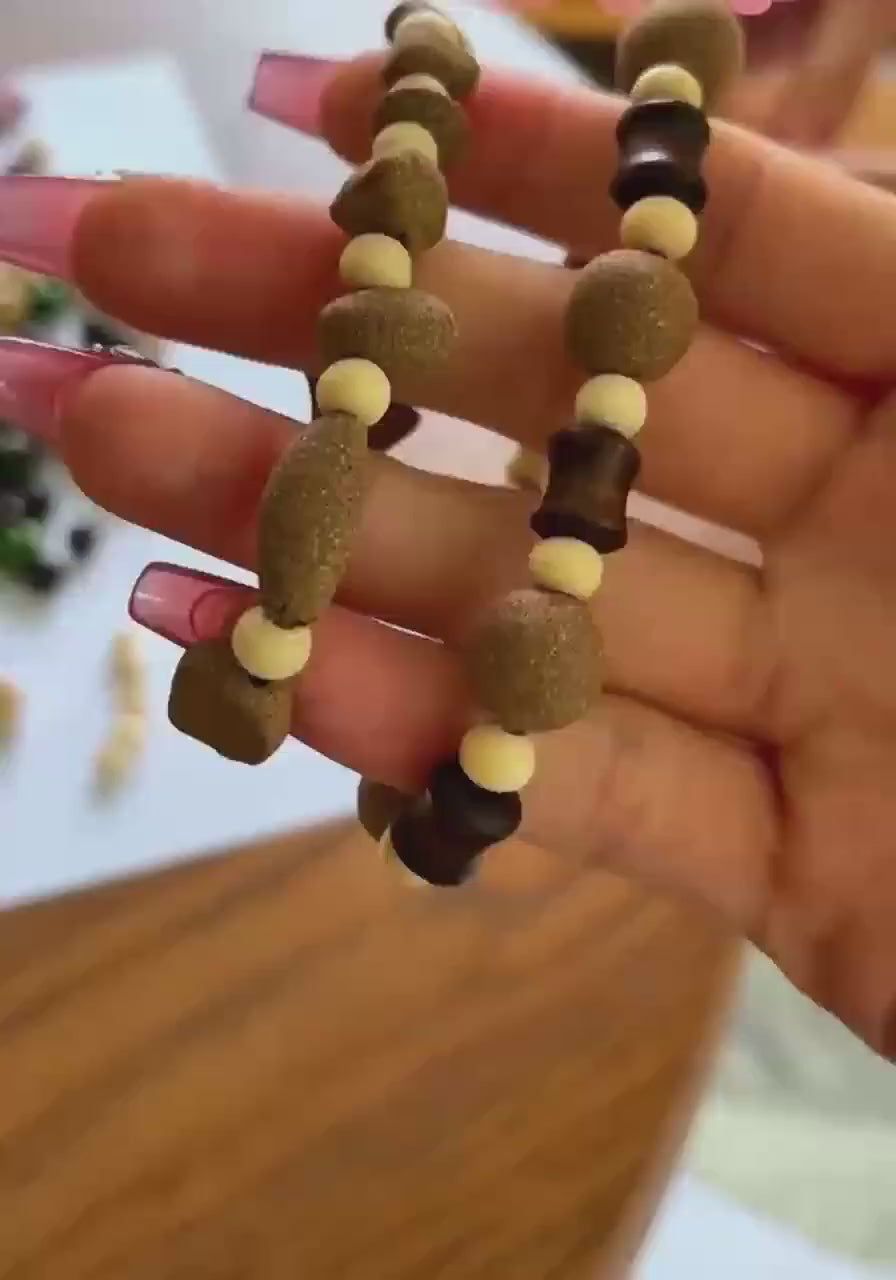 AURA DEER Handmade Agar-wood Dzi Mala Bracelet - Spiritual Protection & Positive Energy Jewelry
