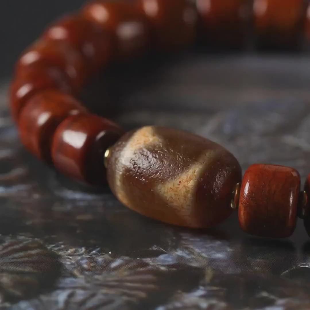 Tibetan Sacred Yak Bone Bracelet  Dzi & Zambala