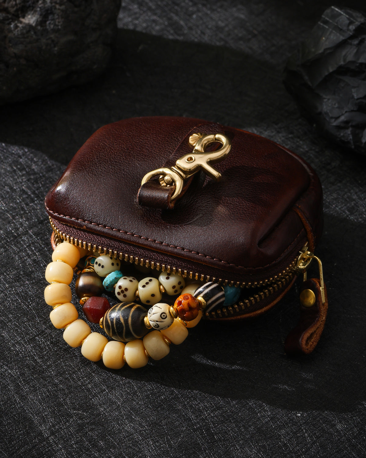 Oiled Cowhide Jewelry Pouch-17